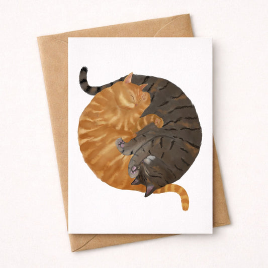 Sleeping Orange And Brown Tabby Cats Postcard - MerikaArt