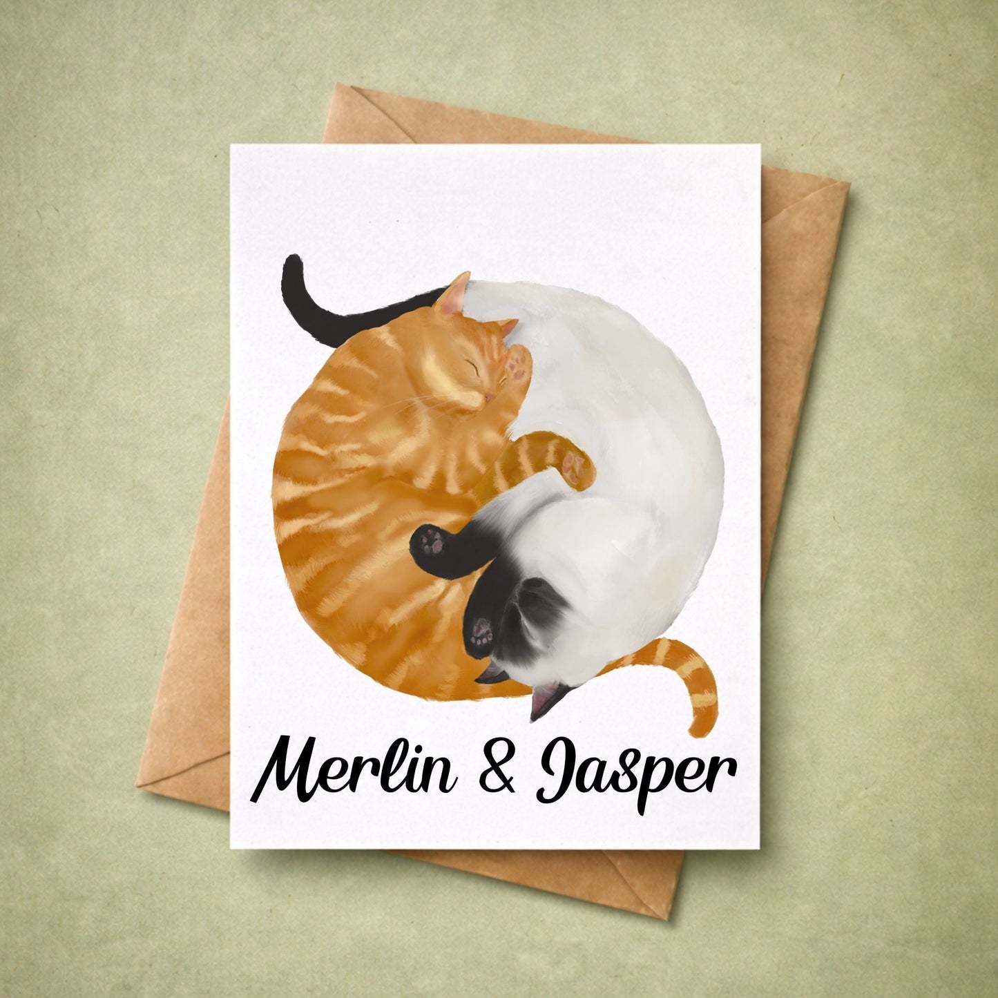 Sleeping Orange And White Cats Postcard - MerikaArt