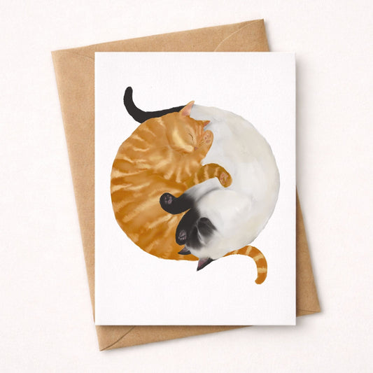 Sleeping Orange And White Cats Postcard - MerikaArt