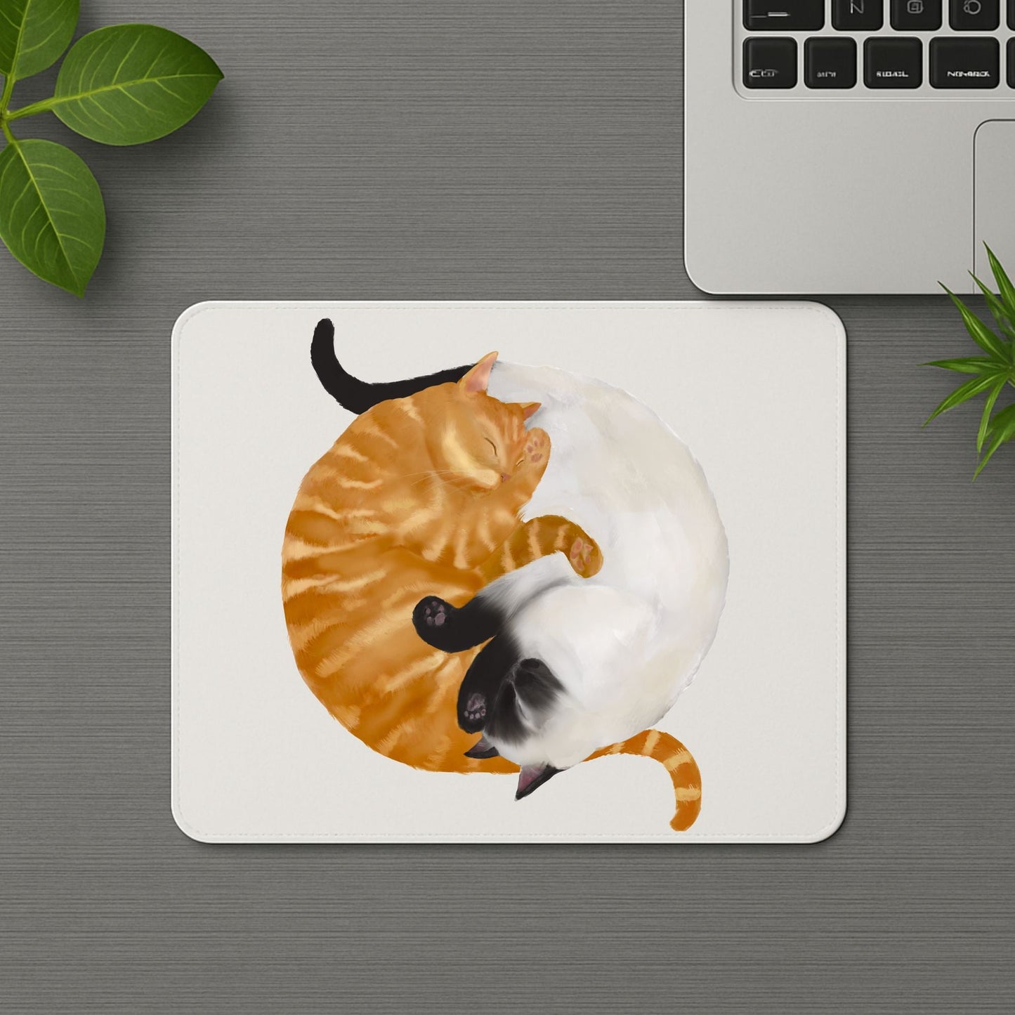 Sleeping Orange Tabby and Siamese Cats Mousepad - MerikaArt