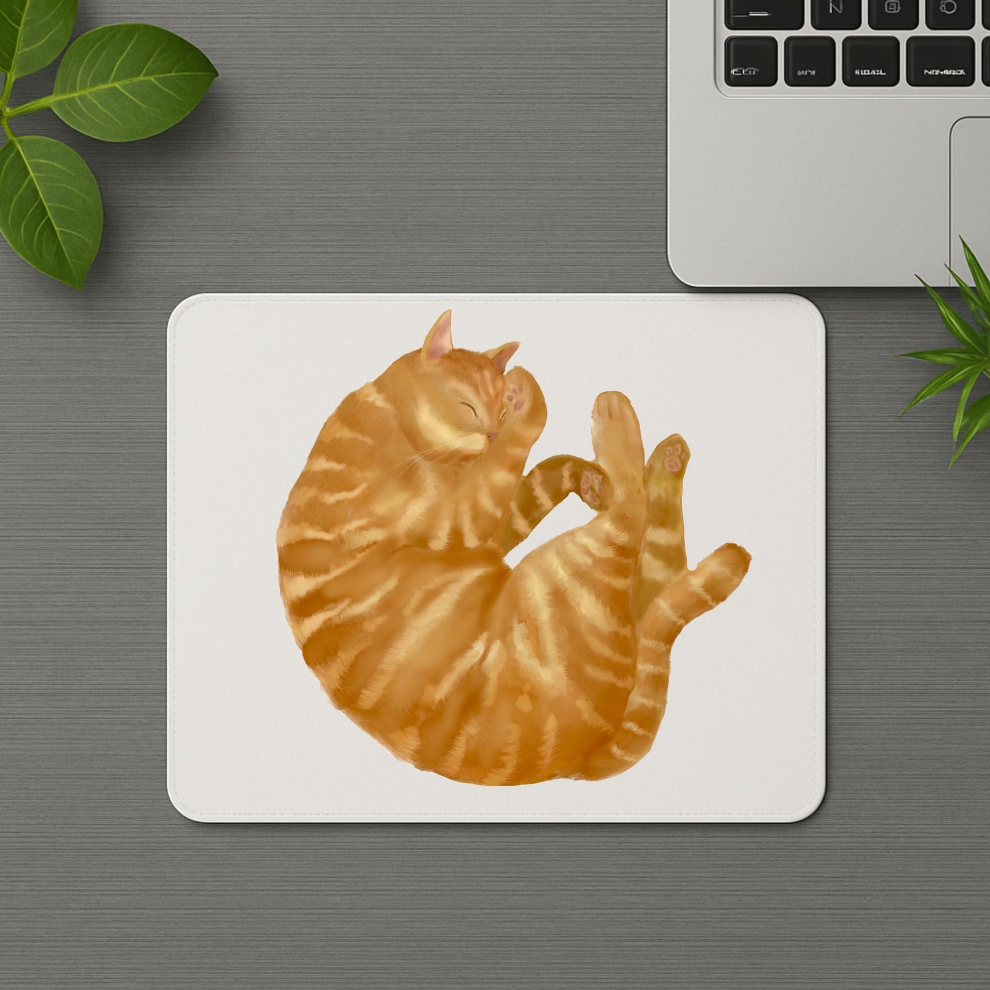 Sleeping Orange Tabby Cat Mousepad - MerikaArt