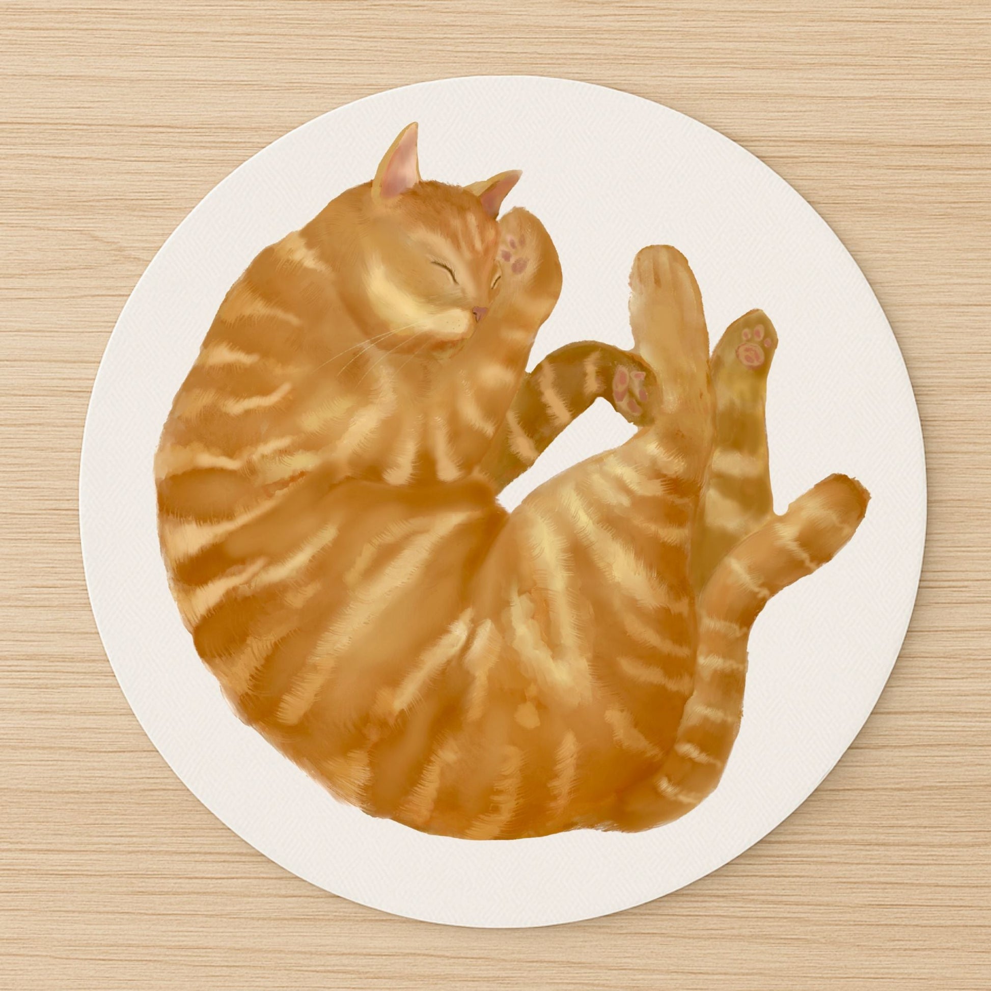 Sleeping Orange Tabby Cat Mousepad - MerikaArt