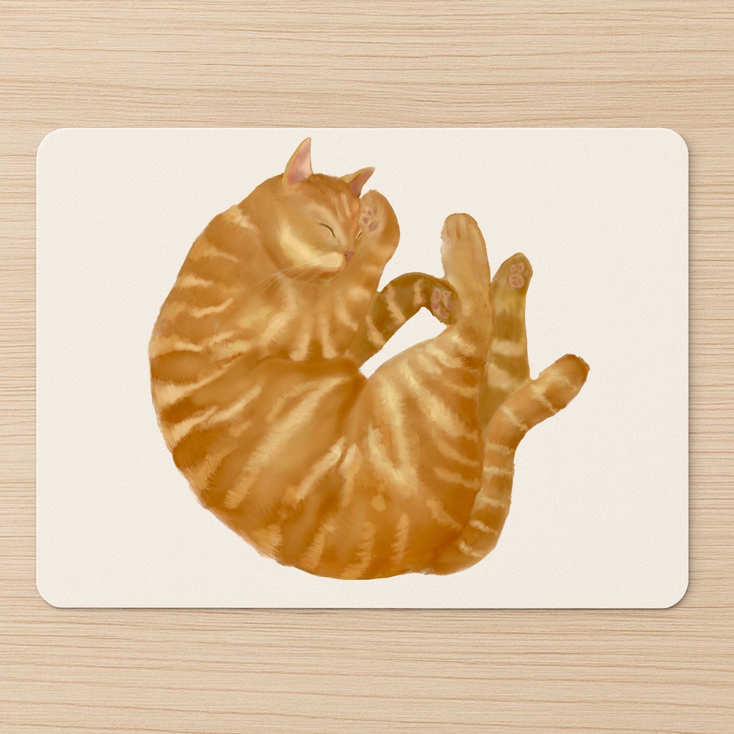 Sleeping Orange Tabby Cat Mousepad - MerikaArt