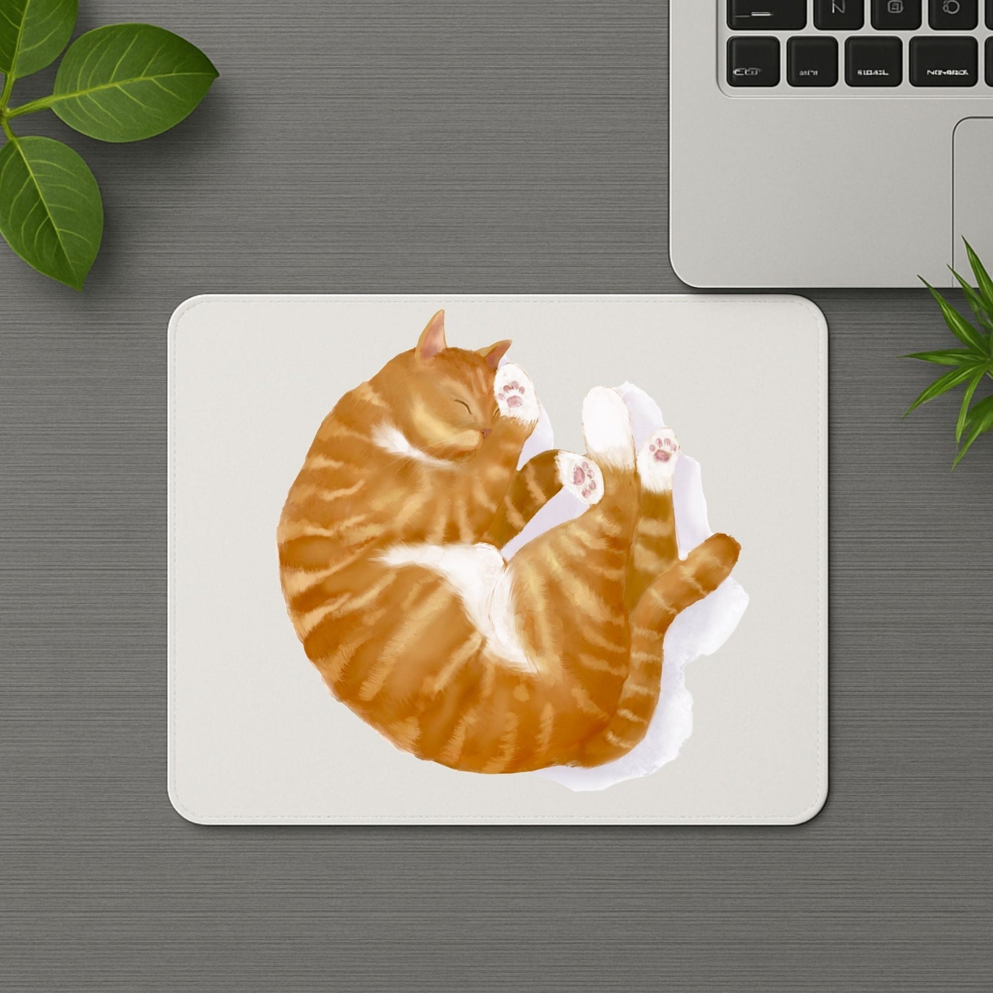 Sleeping Orange Tabby Cat Mousepad - MerikaArt