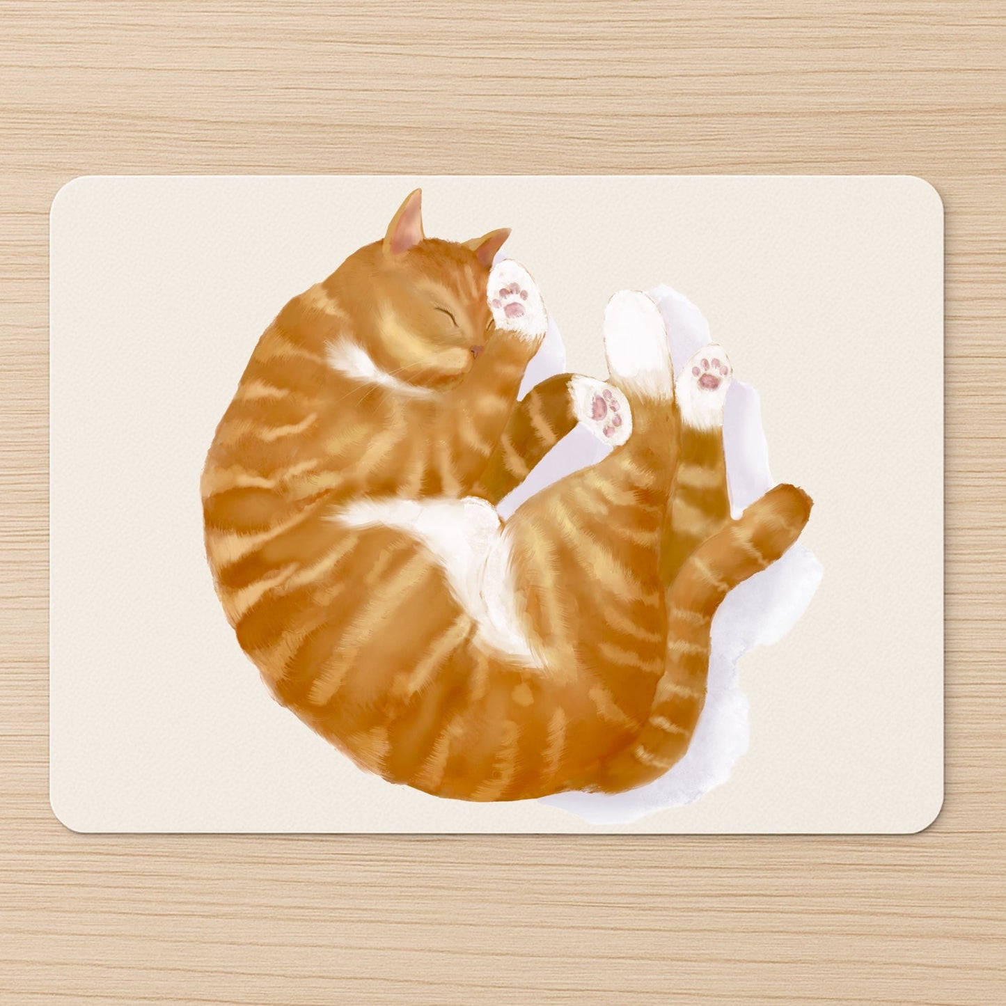 Sleeping Orange Tabby Cat Mousepad - MerikaArt