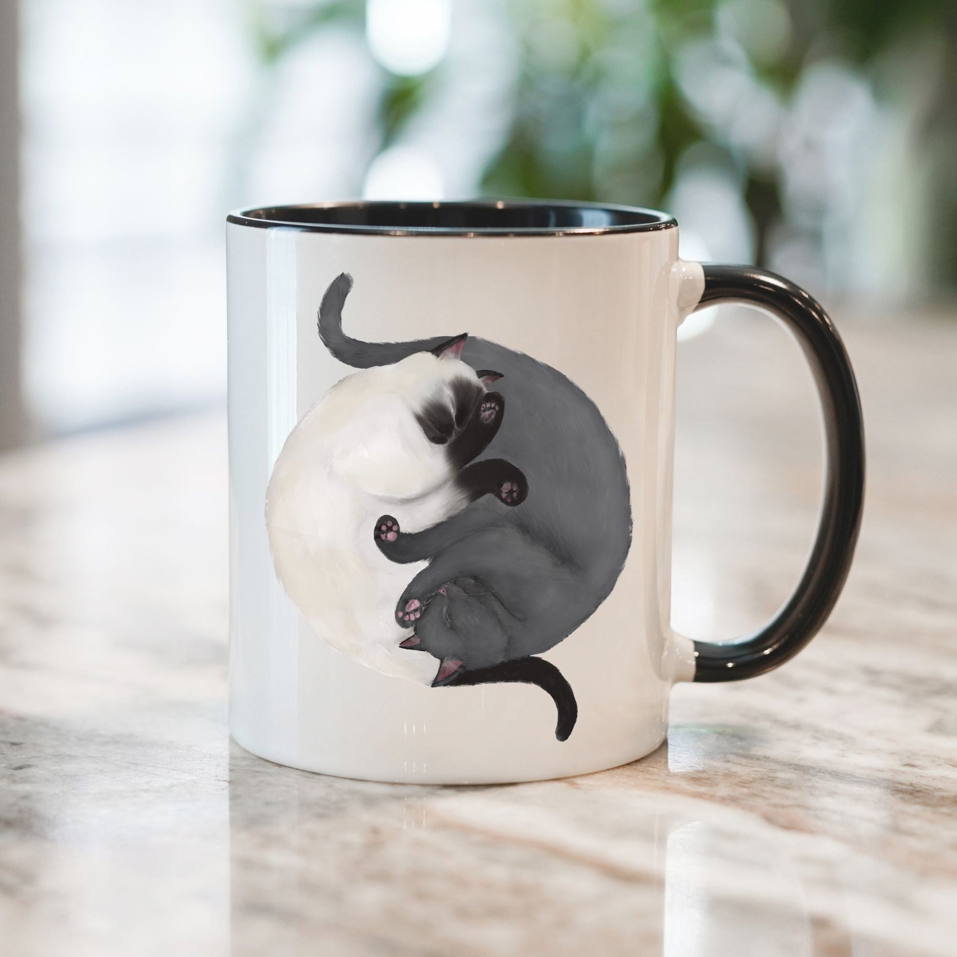 Sleeping Siamese and Gray Cat Mug - MerikaArt
