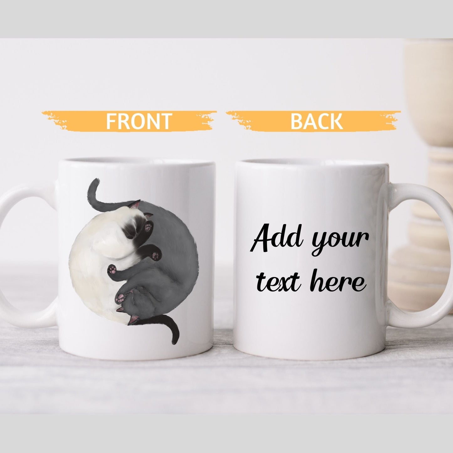 Sleeping Siamese and Gray Cat Mug - MerikaArt