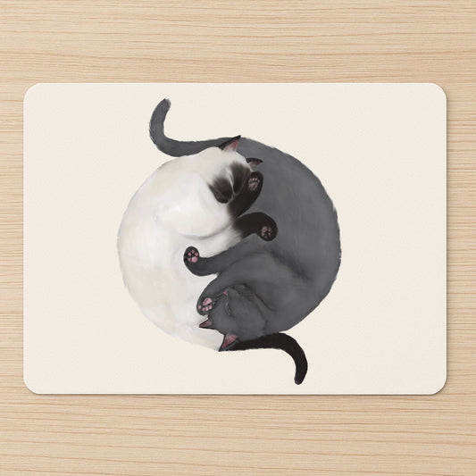 Sleeping Siamese and Gray Cats Mousepad - MerikaArt