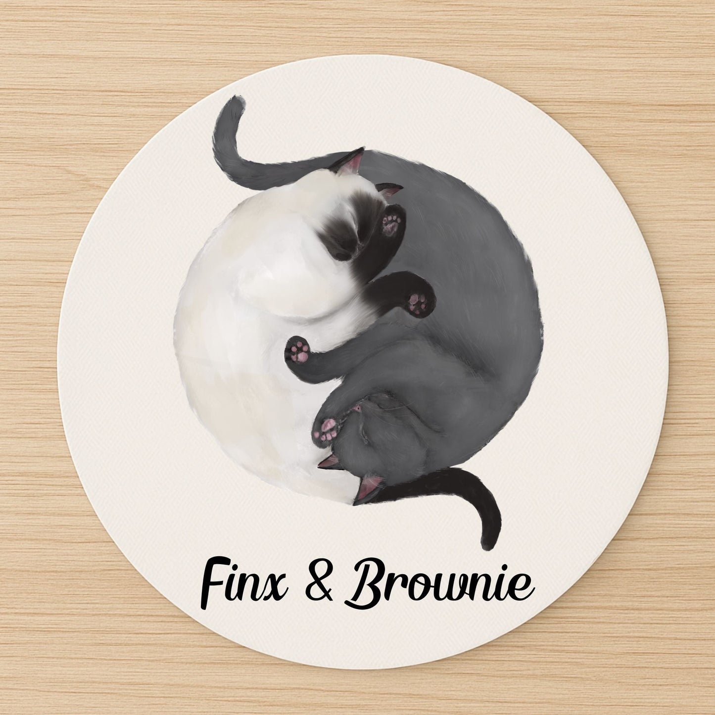 Sleeping Siamese and Gray Cats Mousepad - MerikaArt