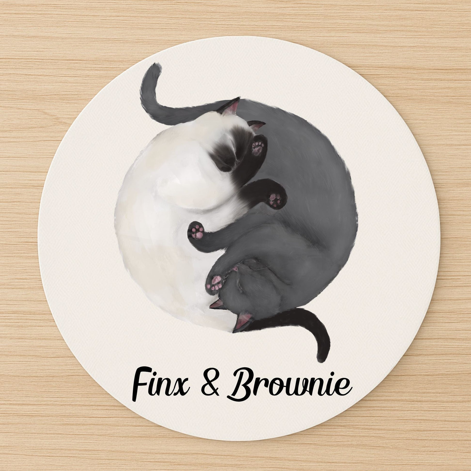 Sleeping Siamese and Gray Cats Mousepad - MerikaArt