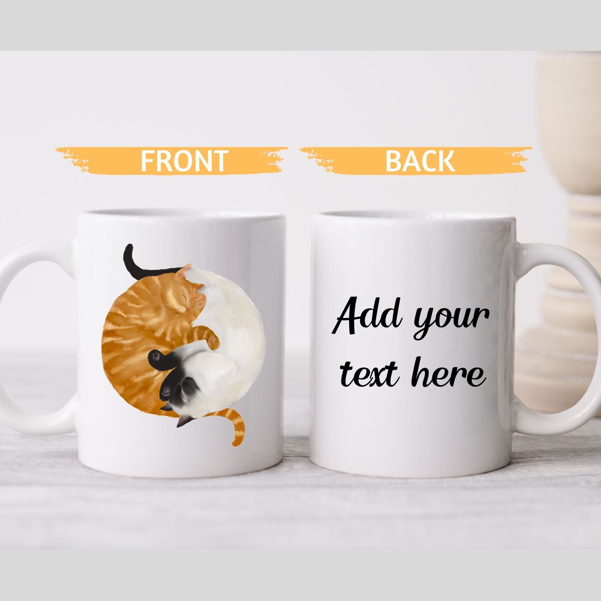 Sleeping Siamese and Orange Cat Mug - MerikaArt
