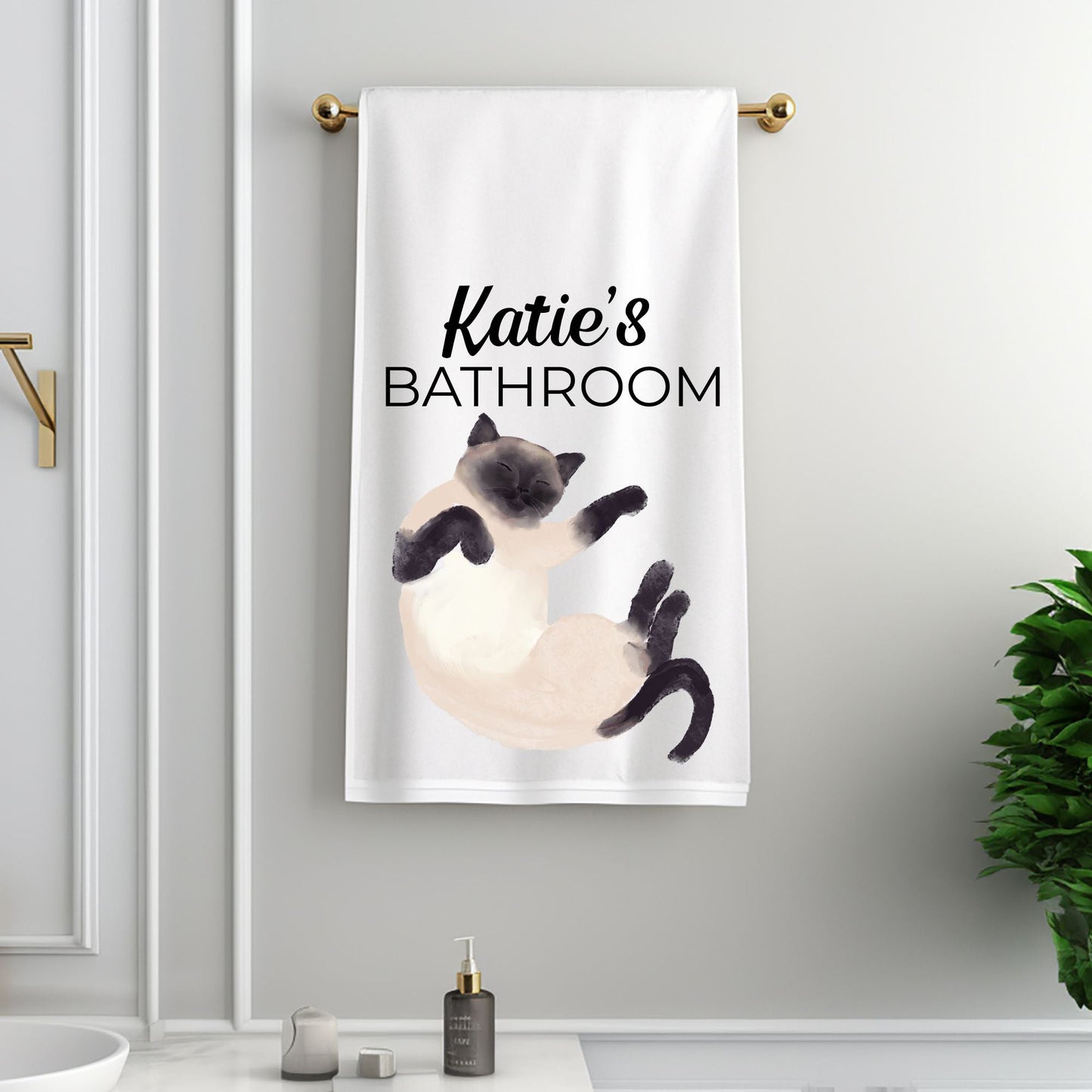 Sleeping Siamese Cat Bathroom Towel - MerikaArt