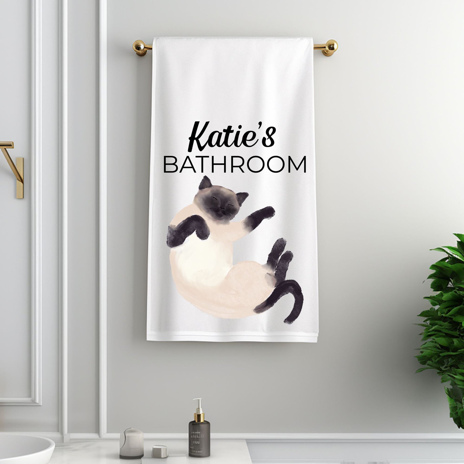 Sleeping Siamese Cat Bathroom Towel - MerikaArt
