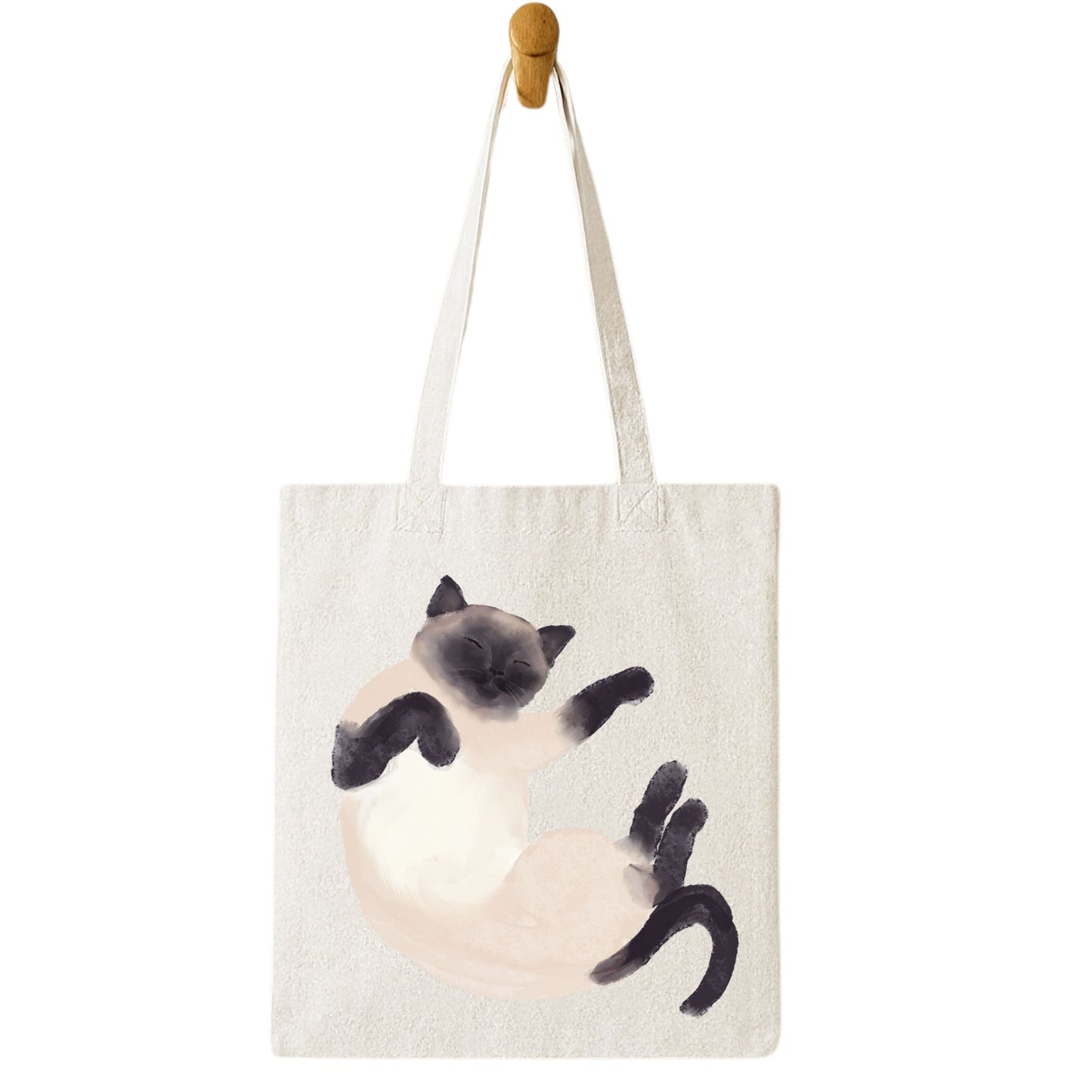 Sleeping Siamese Cat Canvas Tote Bag - MerikaArt