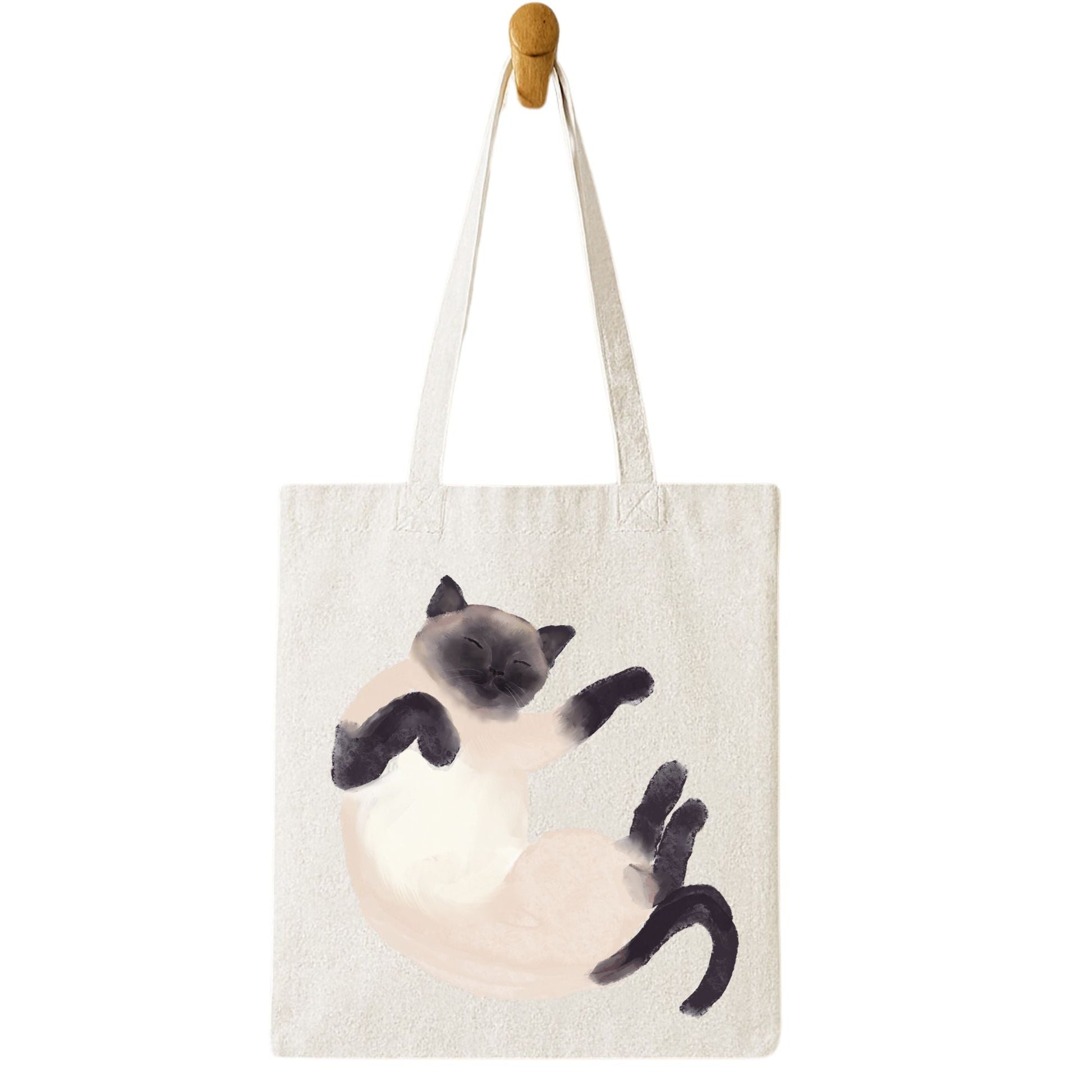 Sleeping Siamese Cat Canvas Tote Bag - MerikaArt
