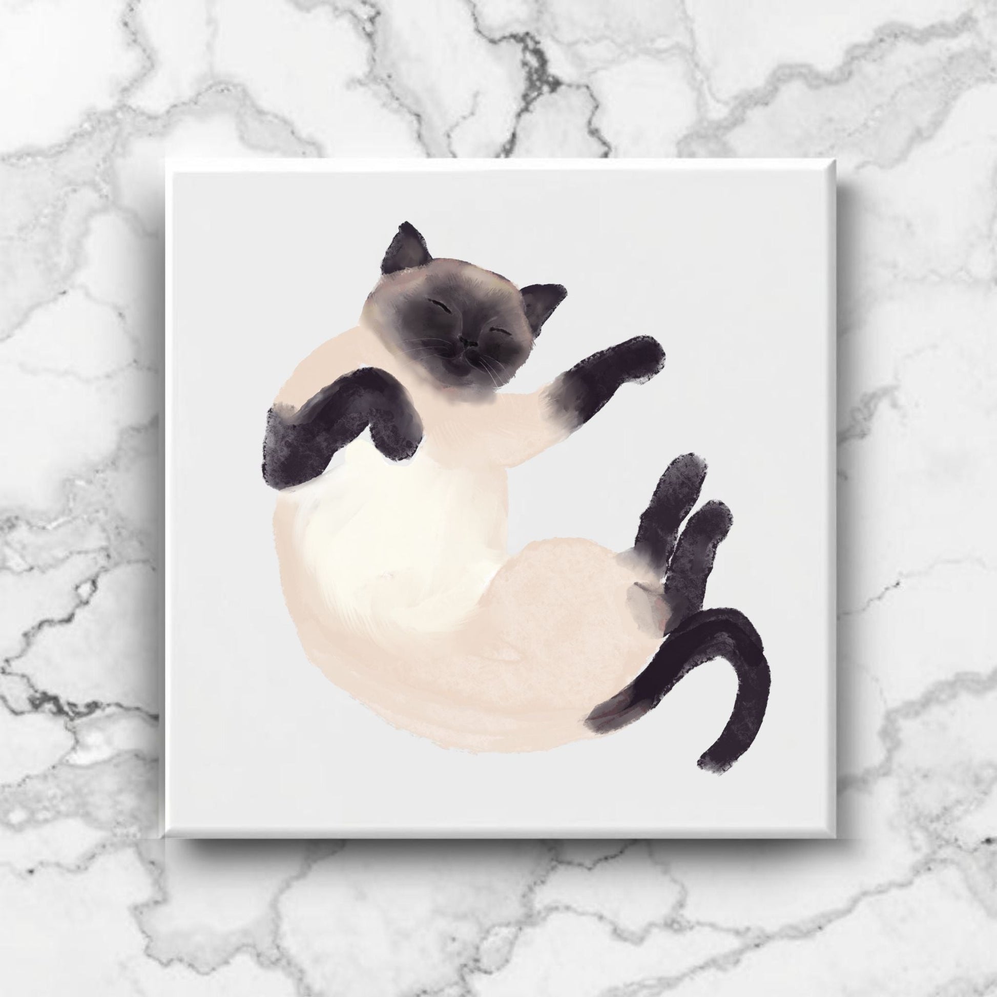 Sleeping Siamese Cat Ceramic Tile - MerikaArt