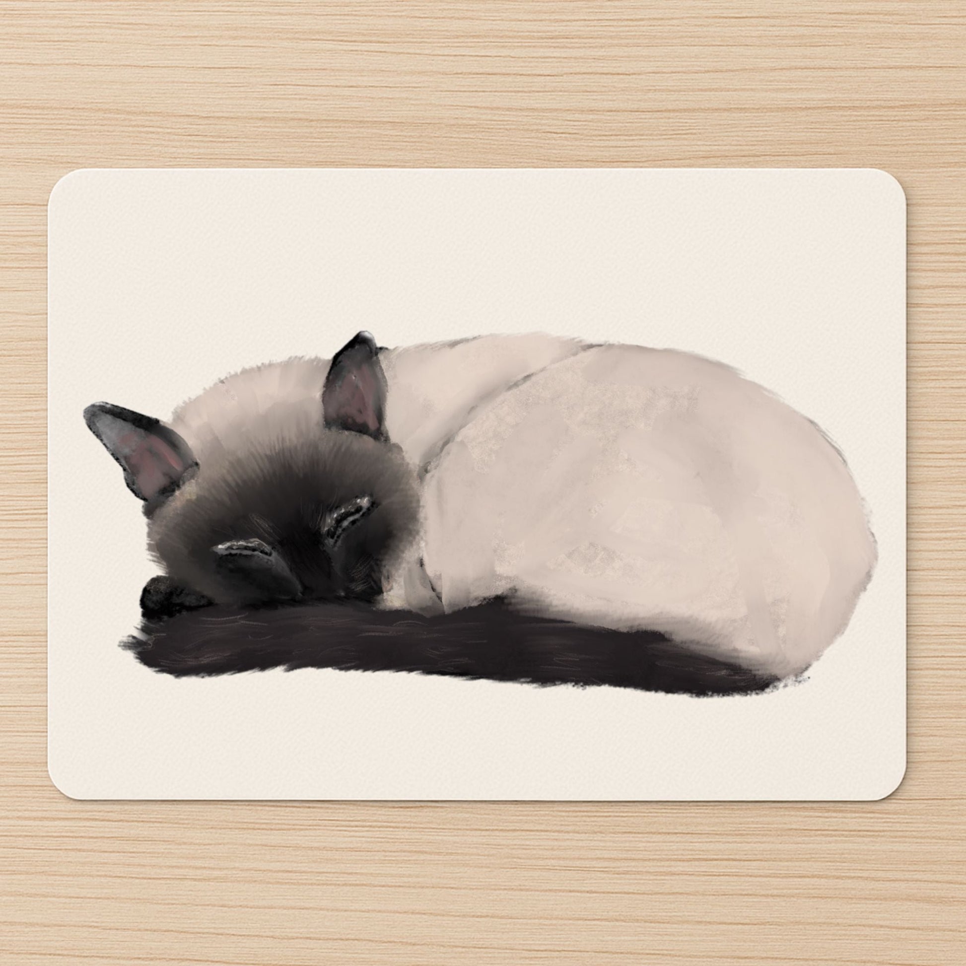 Sleeping Siamese Cat Mousepad - MerikaArt