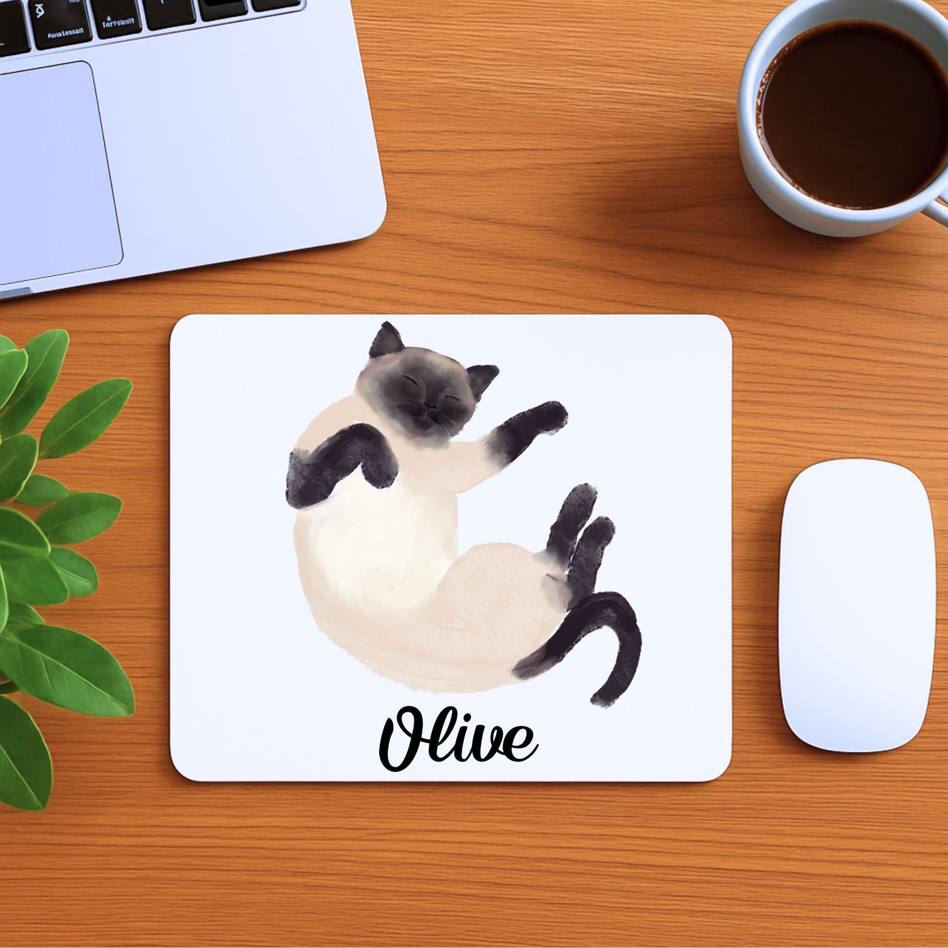 Sleeping Siamese Cat Mousepad - MerikaArt