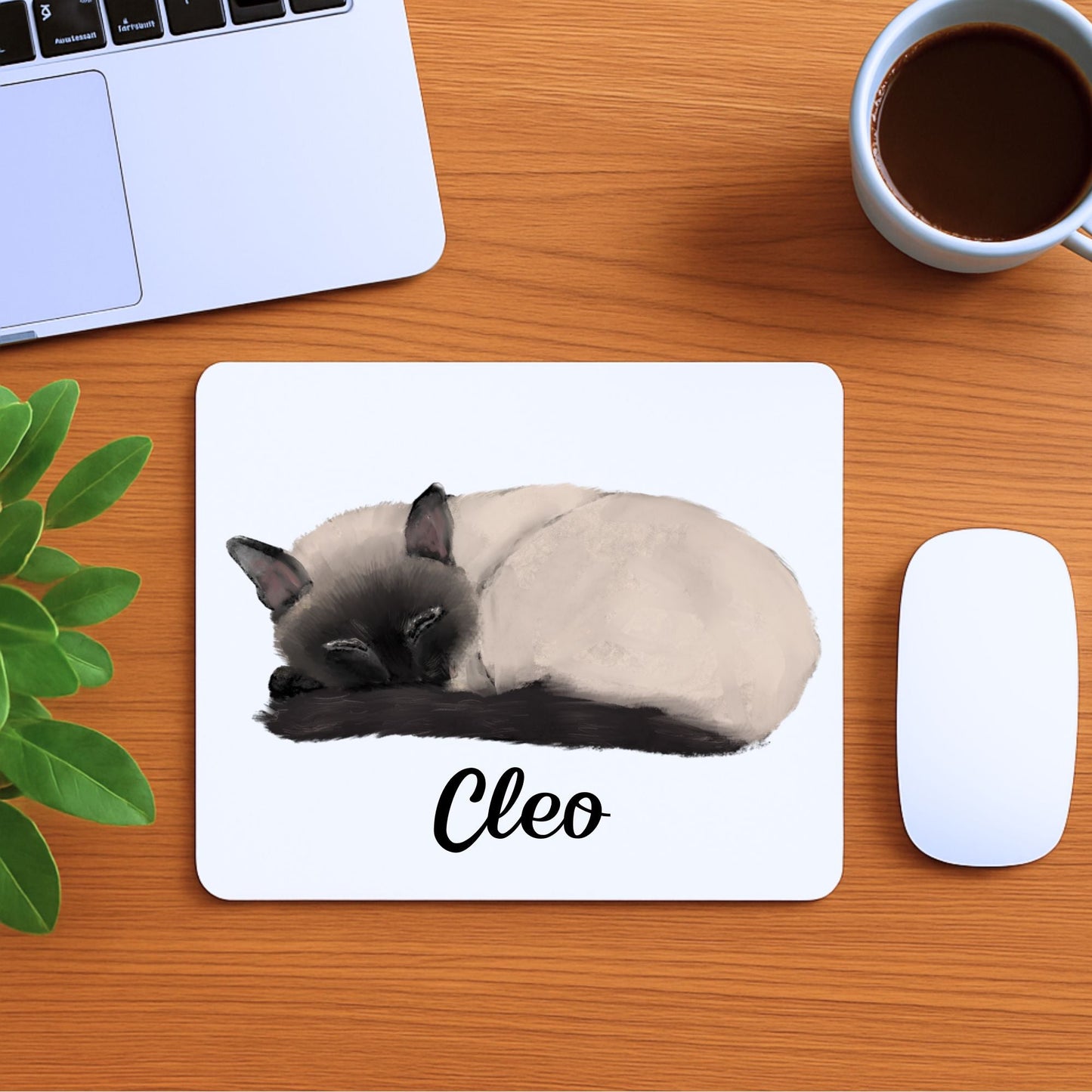 Sleeping Siamese Cat Mousepad - MerikaArt