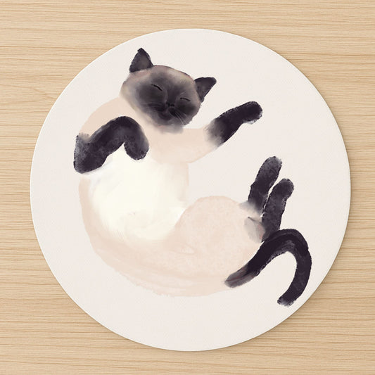 Sleeping Siamese Cat Mousepad - MerikaArt