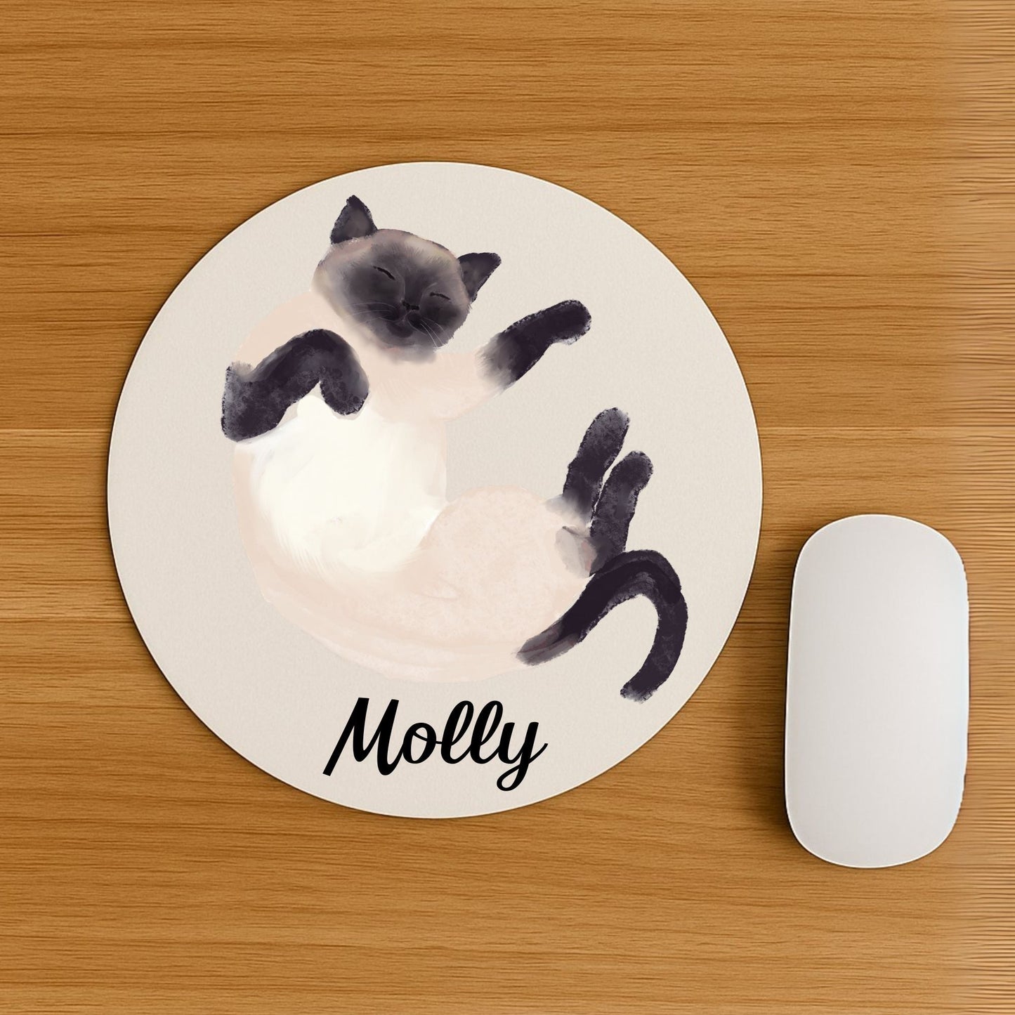 Sleeping Siamese Cat Mousepad - MerikaArt