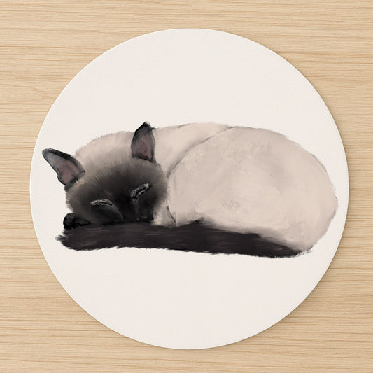 Sleeping Siamese Cat Mousepad - MerikaArt