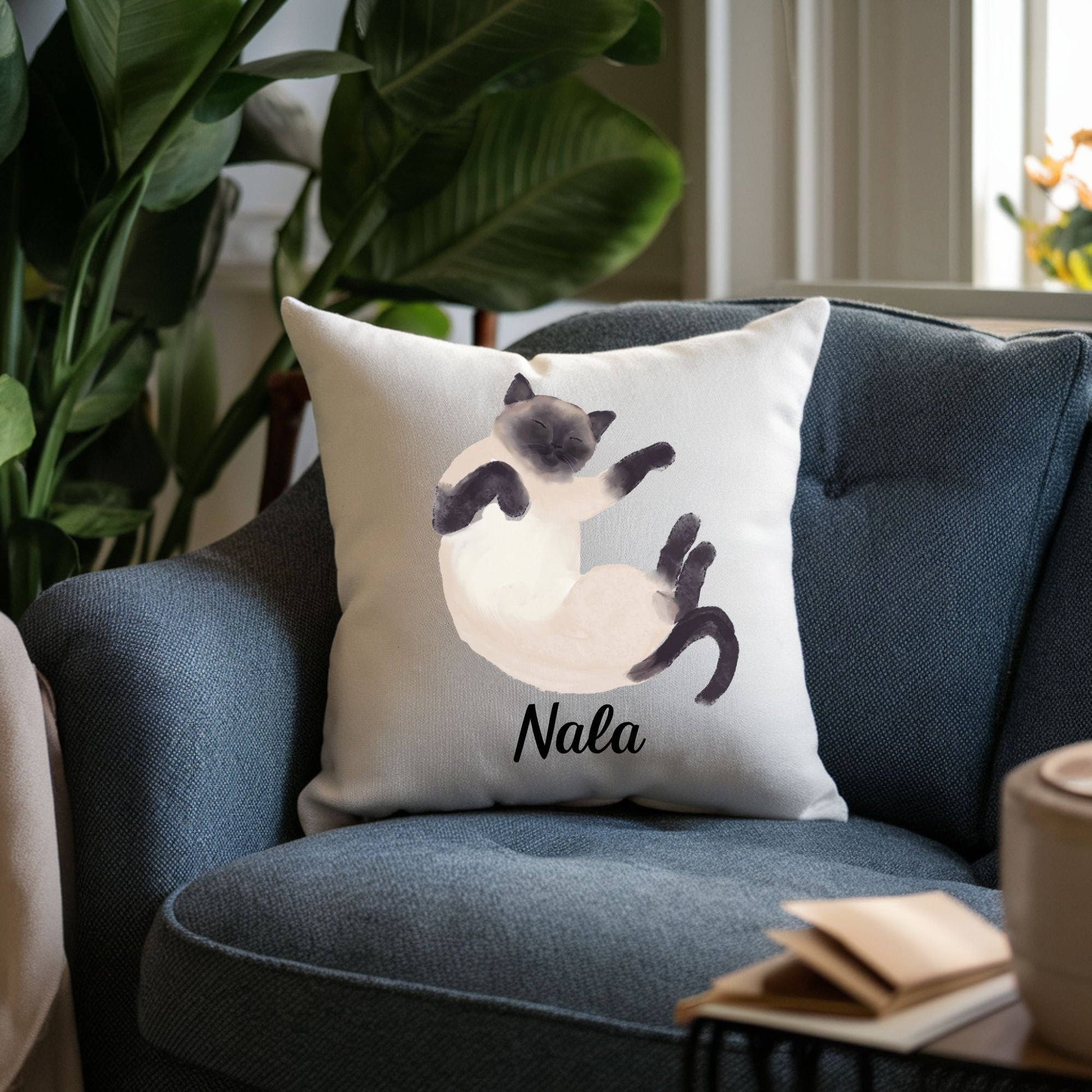 Sleeping Siamese Cat Pillow - MerikaArt