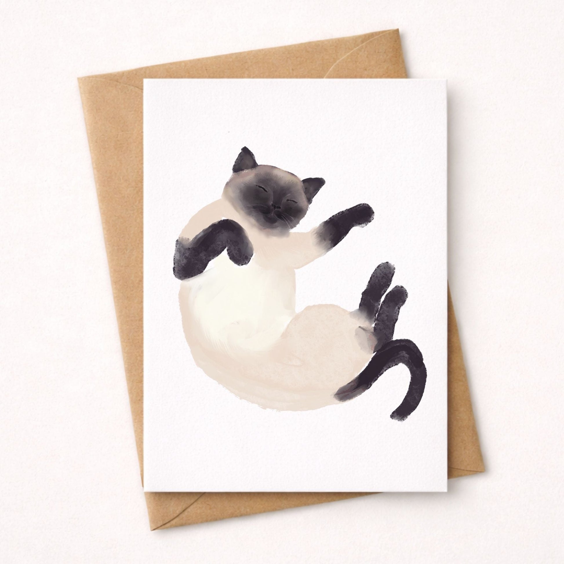 Sleeping Siamese Cat Postcard - MerikaArt