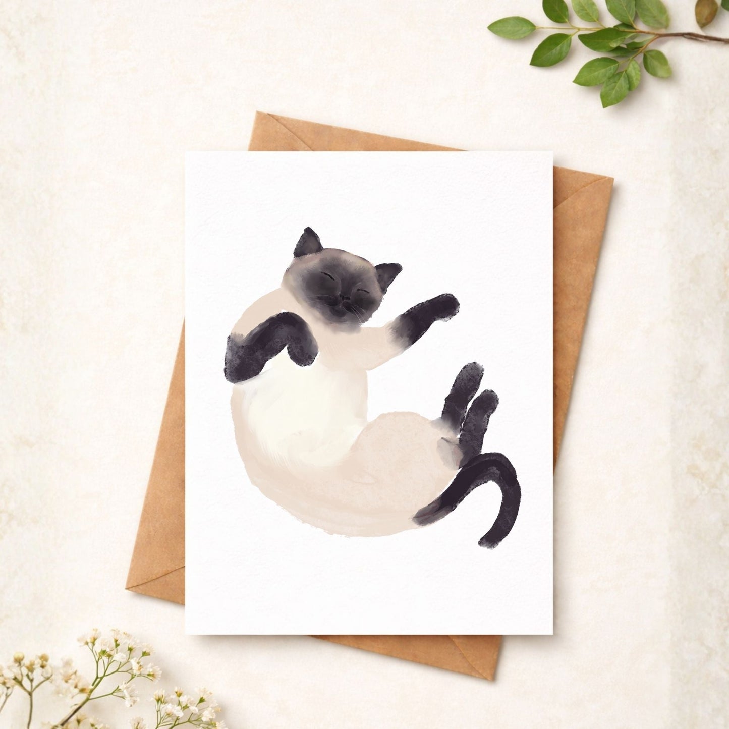 Sleeping Siamese Cat Postcard - MerikaArt