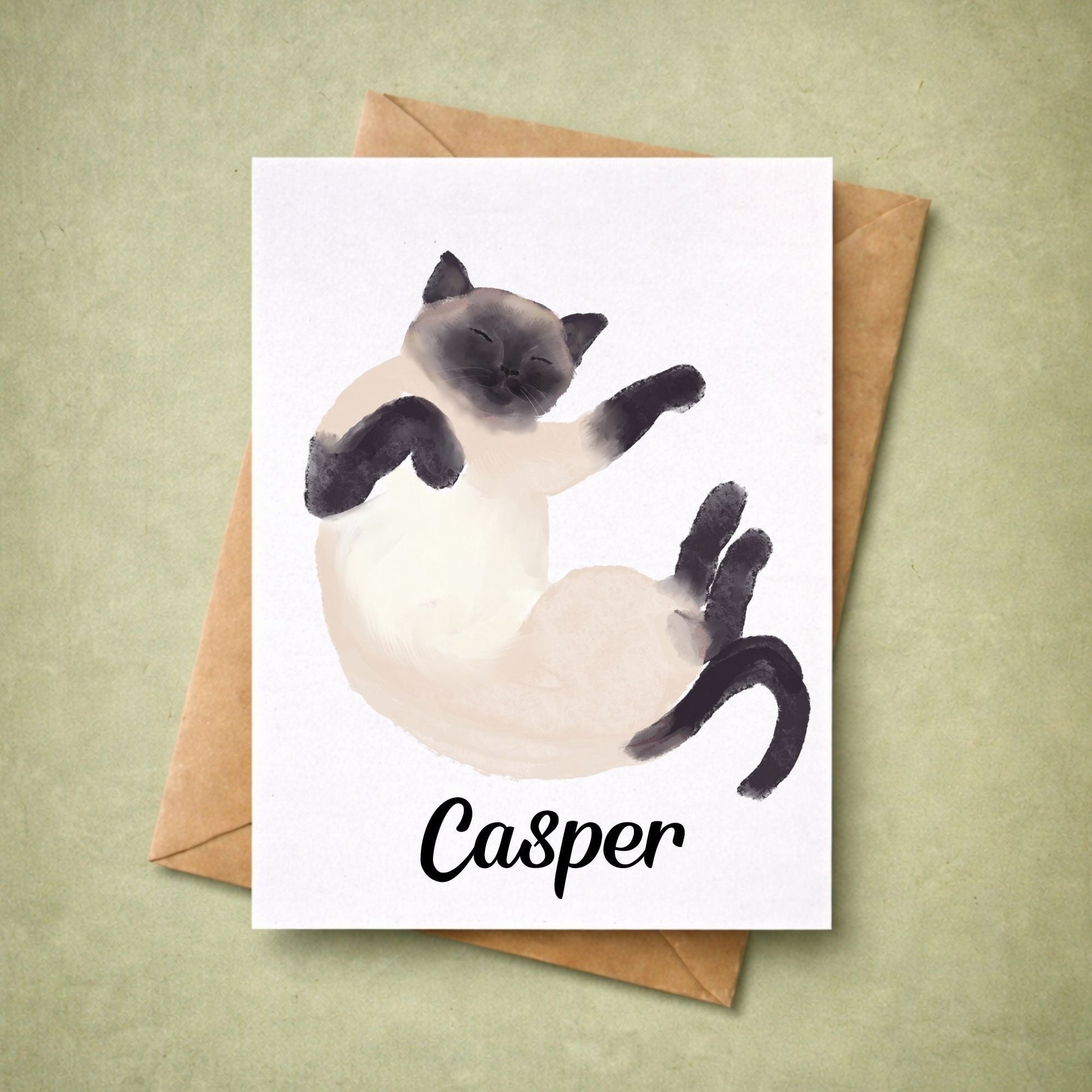 Sleeping Siamese Cat Postcard - MerikaArt