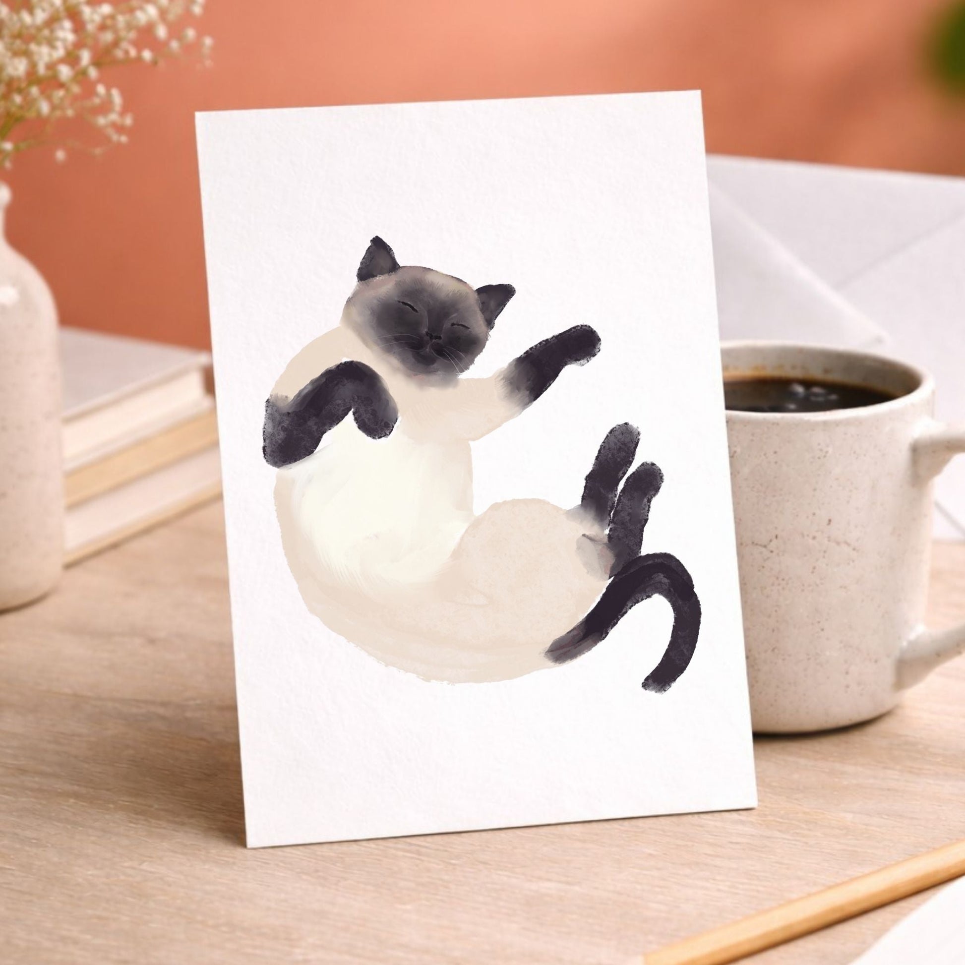 Sleeping Siamese Cat Postcard - MerikaArt