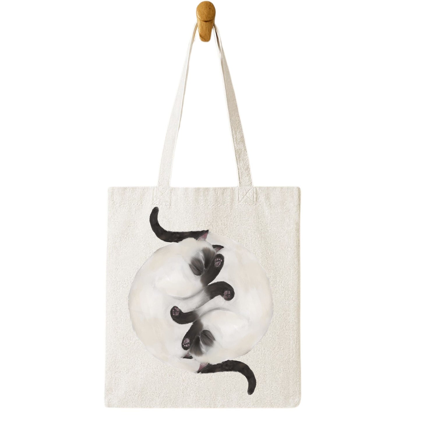 Sleeping Siamese Cats Canvas Tote Bag - MerikaArt