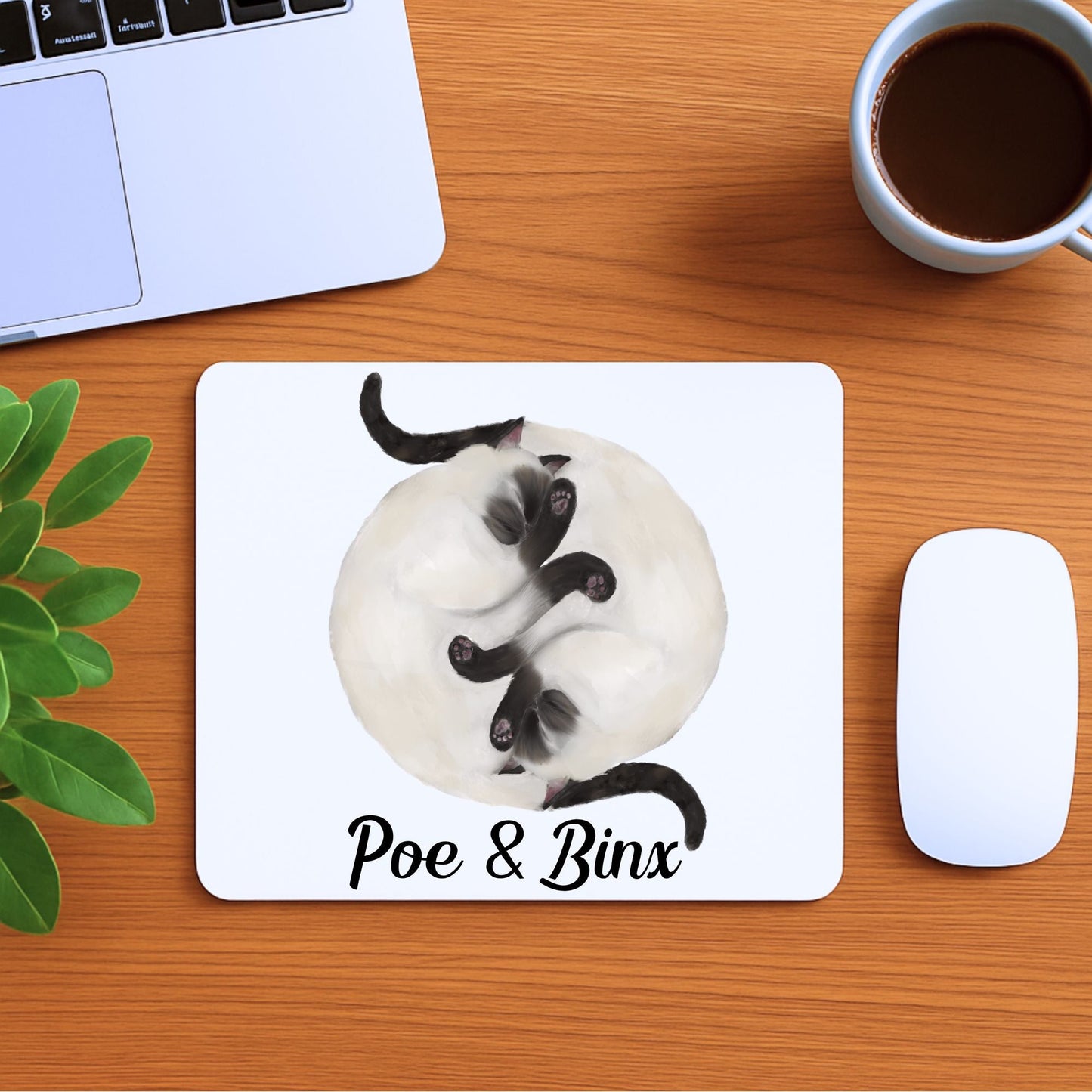 Sleeping Siamese Cats Mousepad - MerikaArt