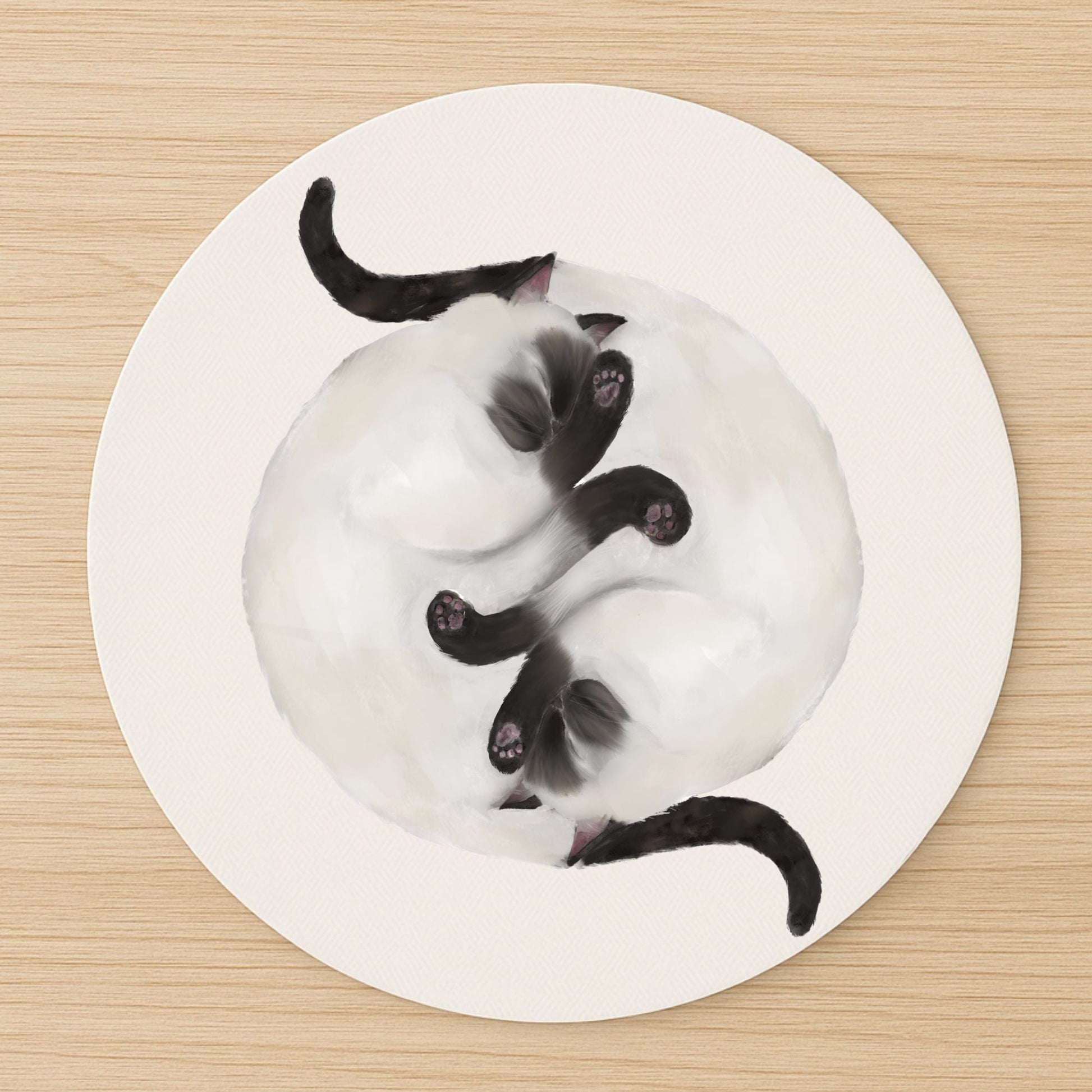 Sleeping Siamese Cats Mousepad - MerikaArt