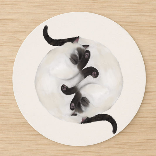 Sleeping Siamese Cats Mousepad - MerikaArt