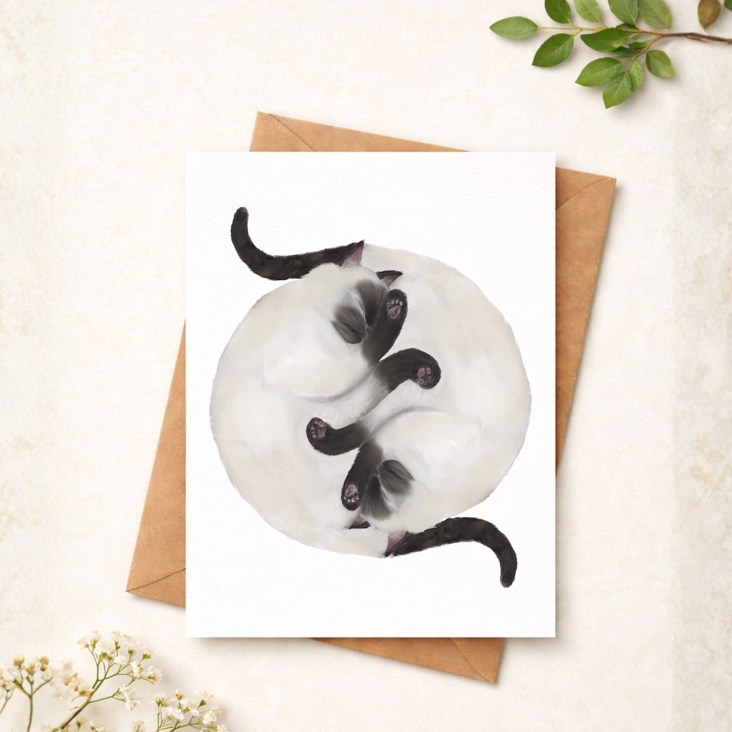 Sleeping Siamese Cats Postcard - MerikaArt