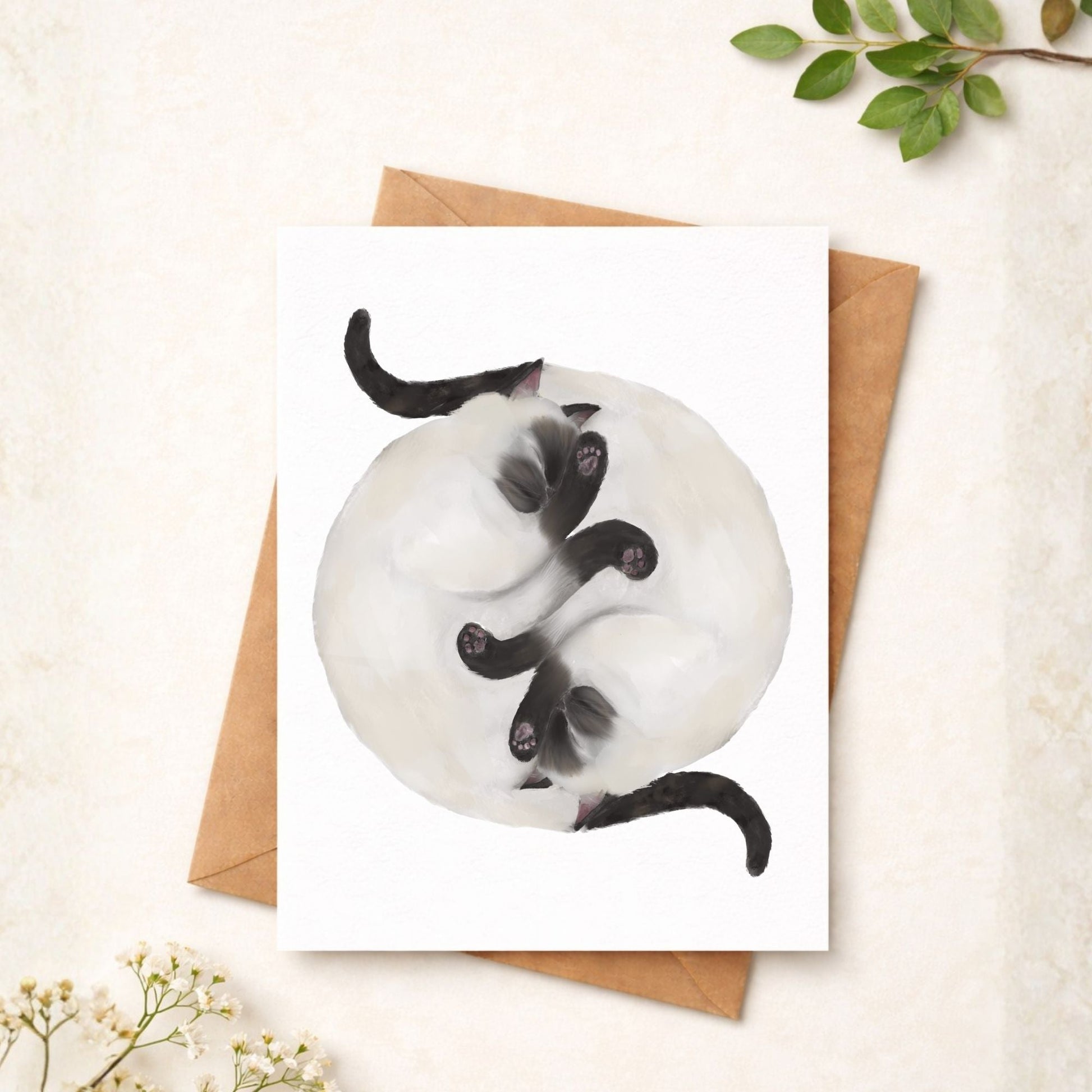 Sleeping Siamese Cats Postcard - MerikaArt