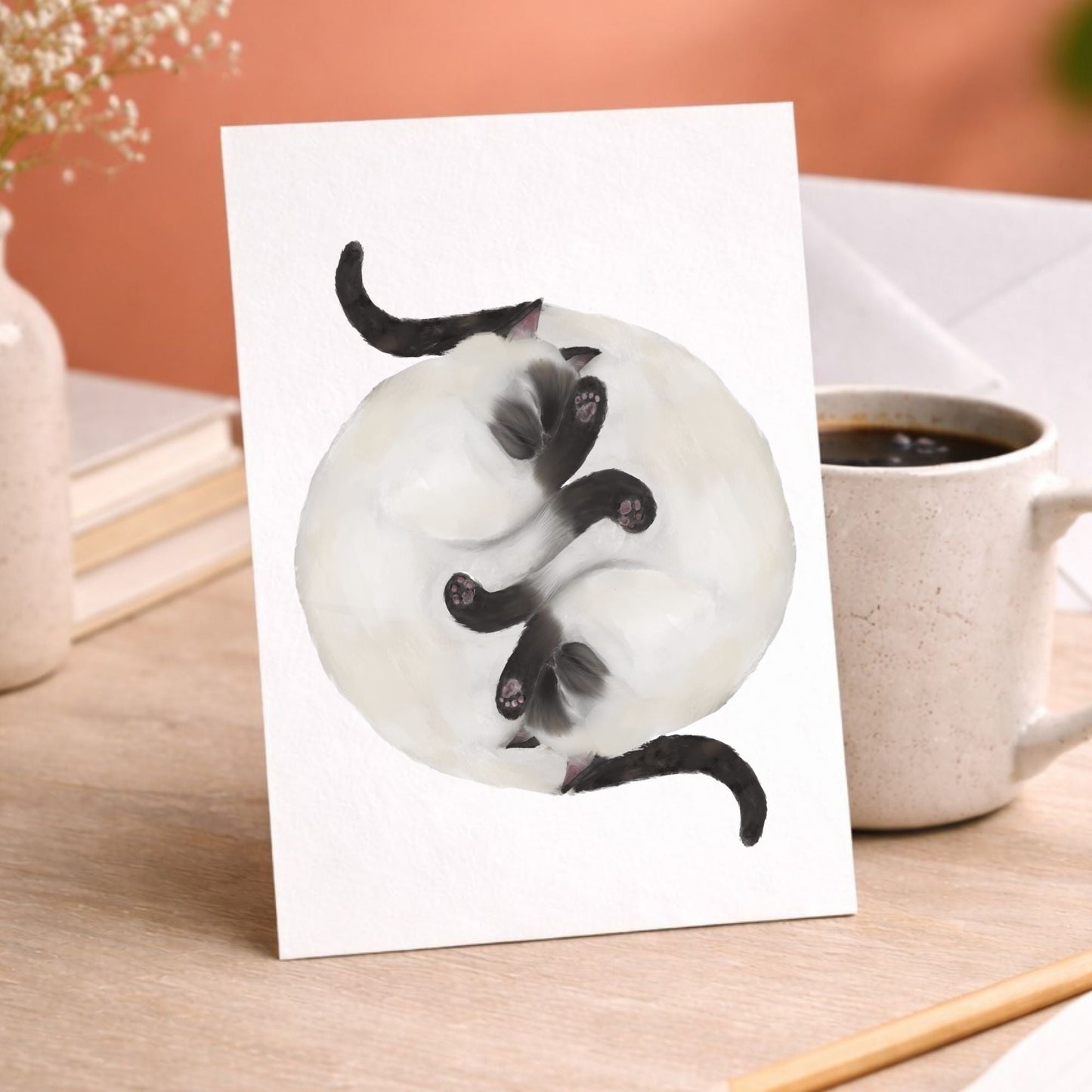 Sleeping Siamese Cats Postcard - MerikaArt
