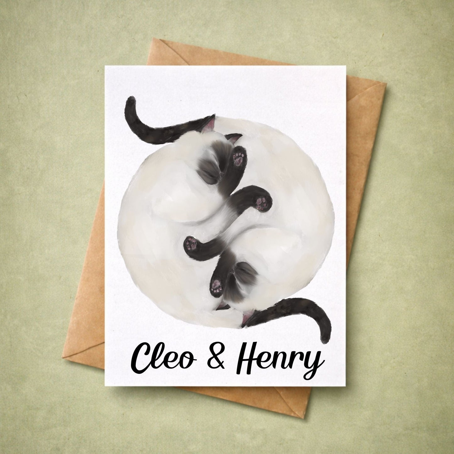 Sleeping Siamese Cats Postcard - MerikaArt
