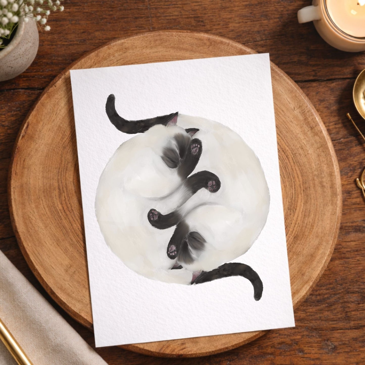 Sleeping Siamese Cats Postcard - MerikaArt