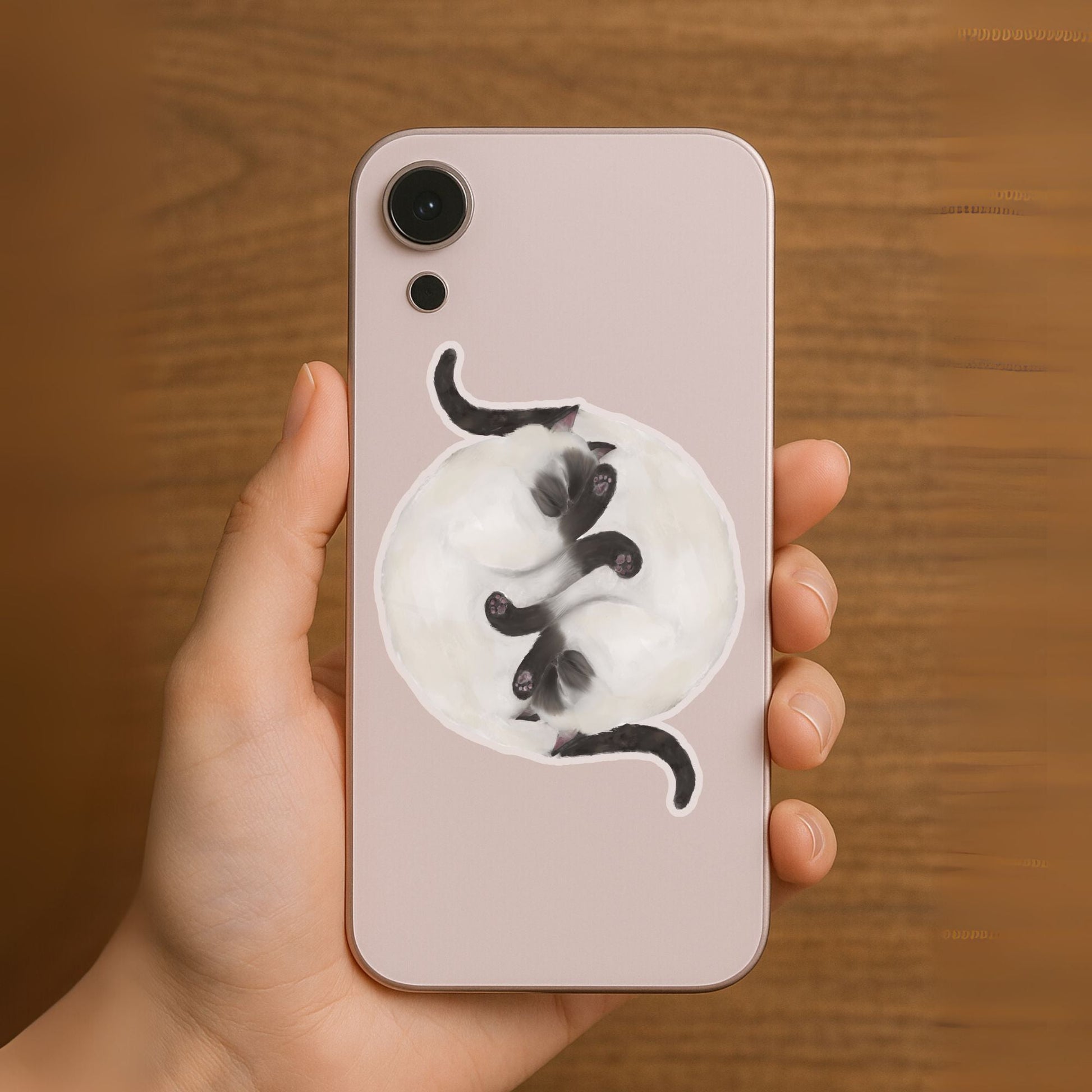 Sleeping Siamese Cats Vinyl Sticker - MerikaArt