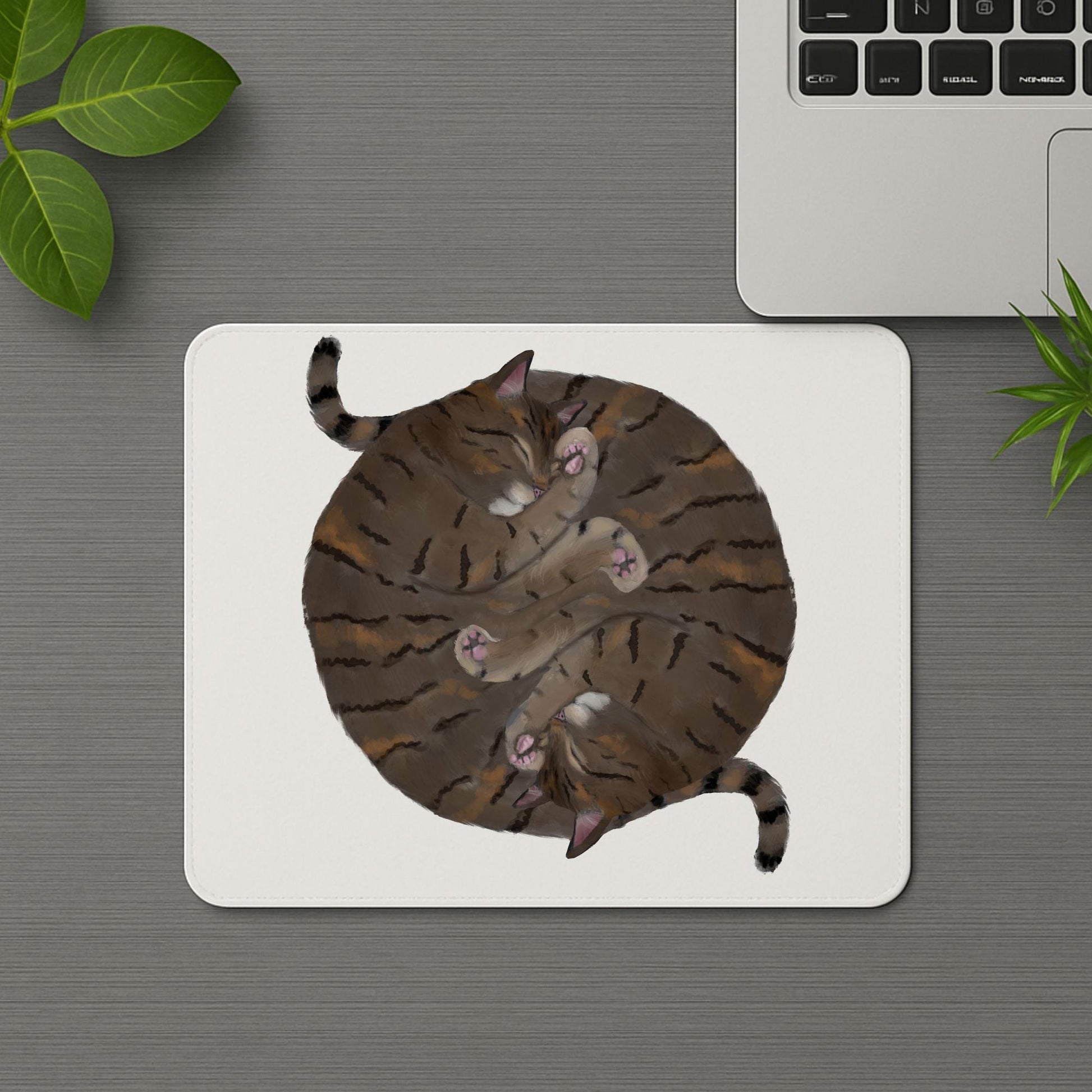 Sleeping Tabby Cat Mousepad - MerikaArt