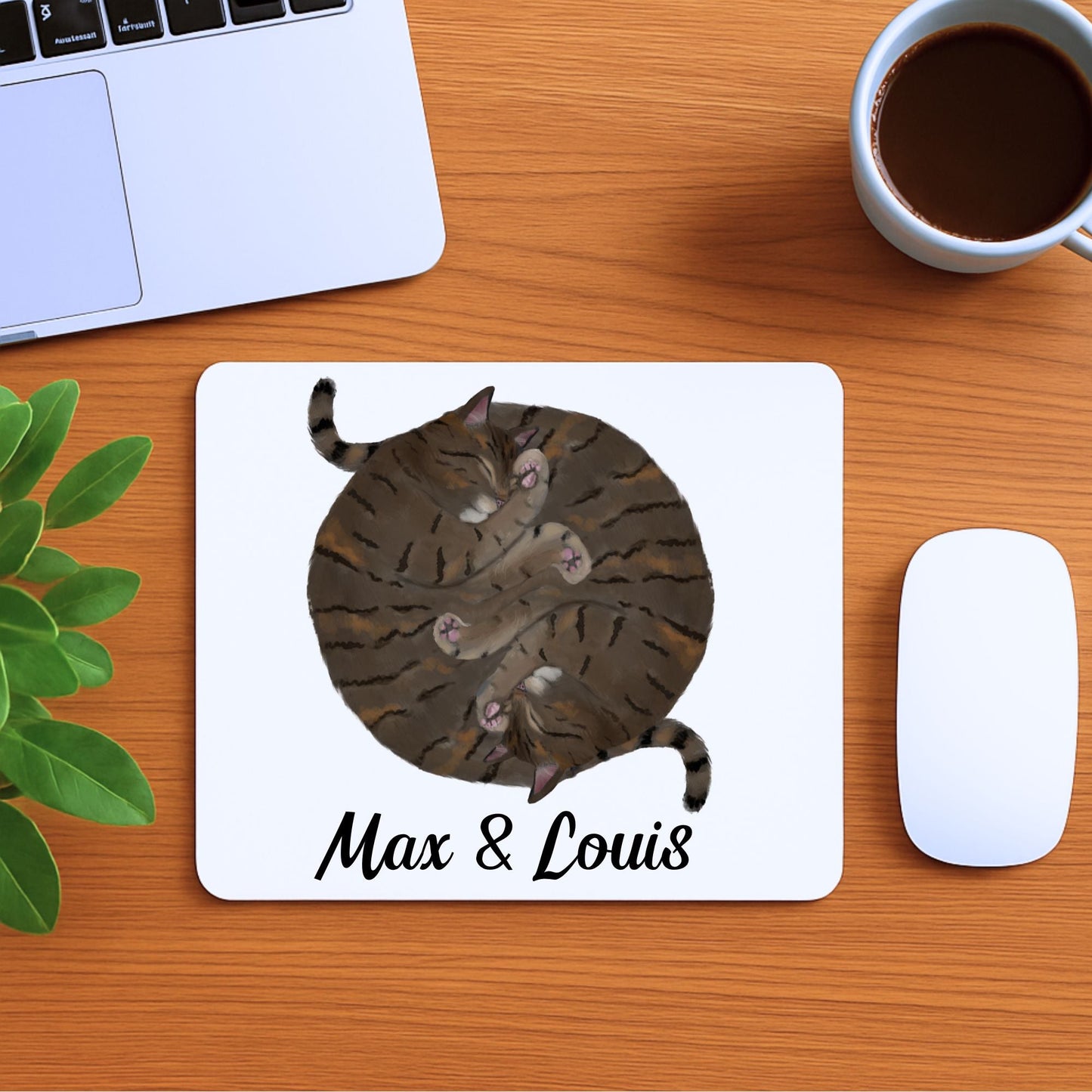 Sleeping Tabby Cat Mousepad - MerikaArt