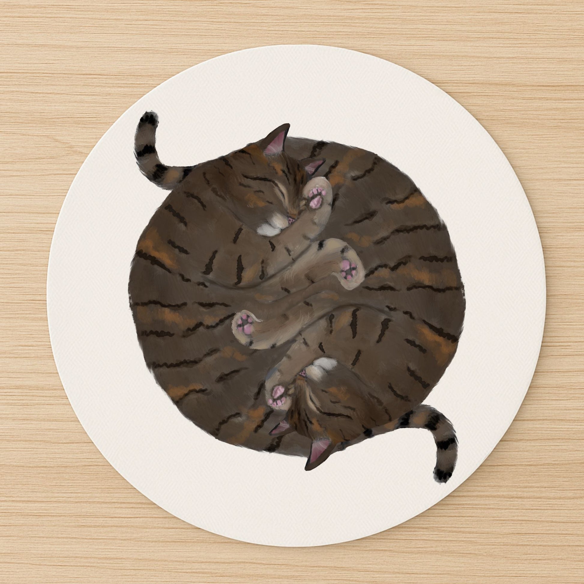 Sleeping Tabby Cat Mousepad - MerikaArt