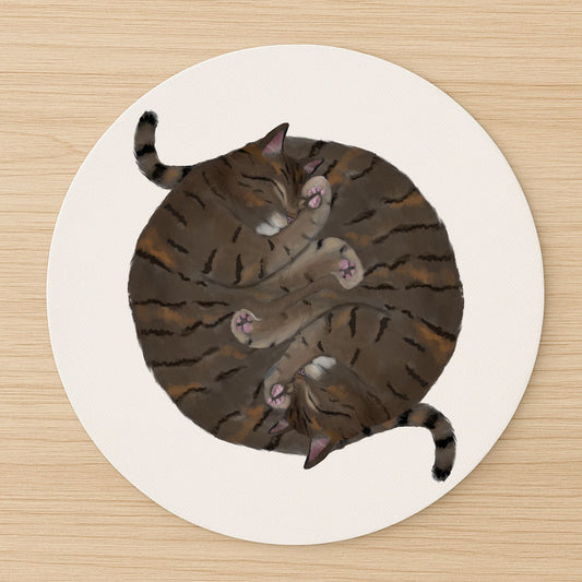 Sleeping Tabby Cat Mousepad - MerikaArt