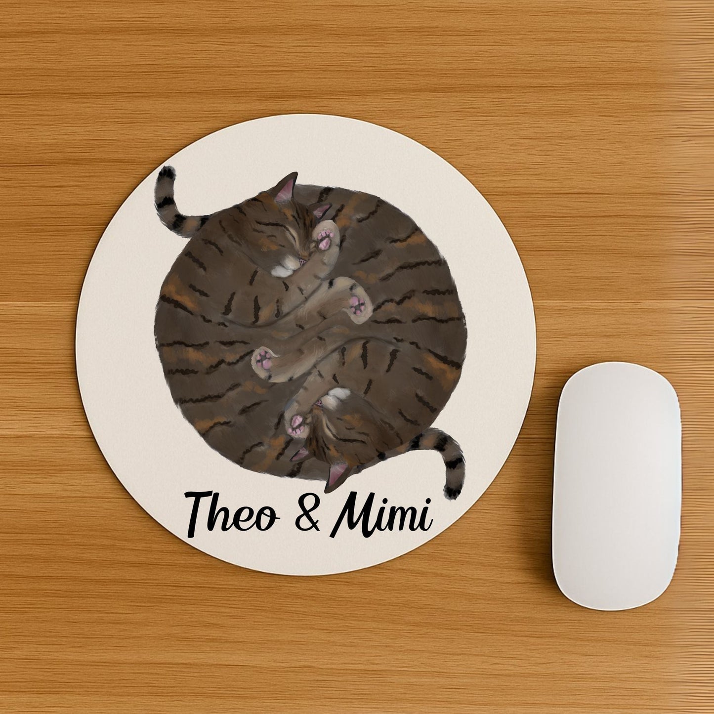 Sleeping Tabby Cat Mousepad - MerikaArt
