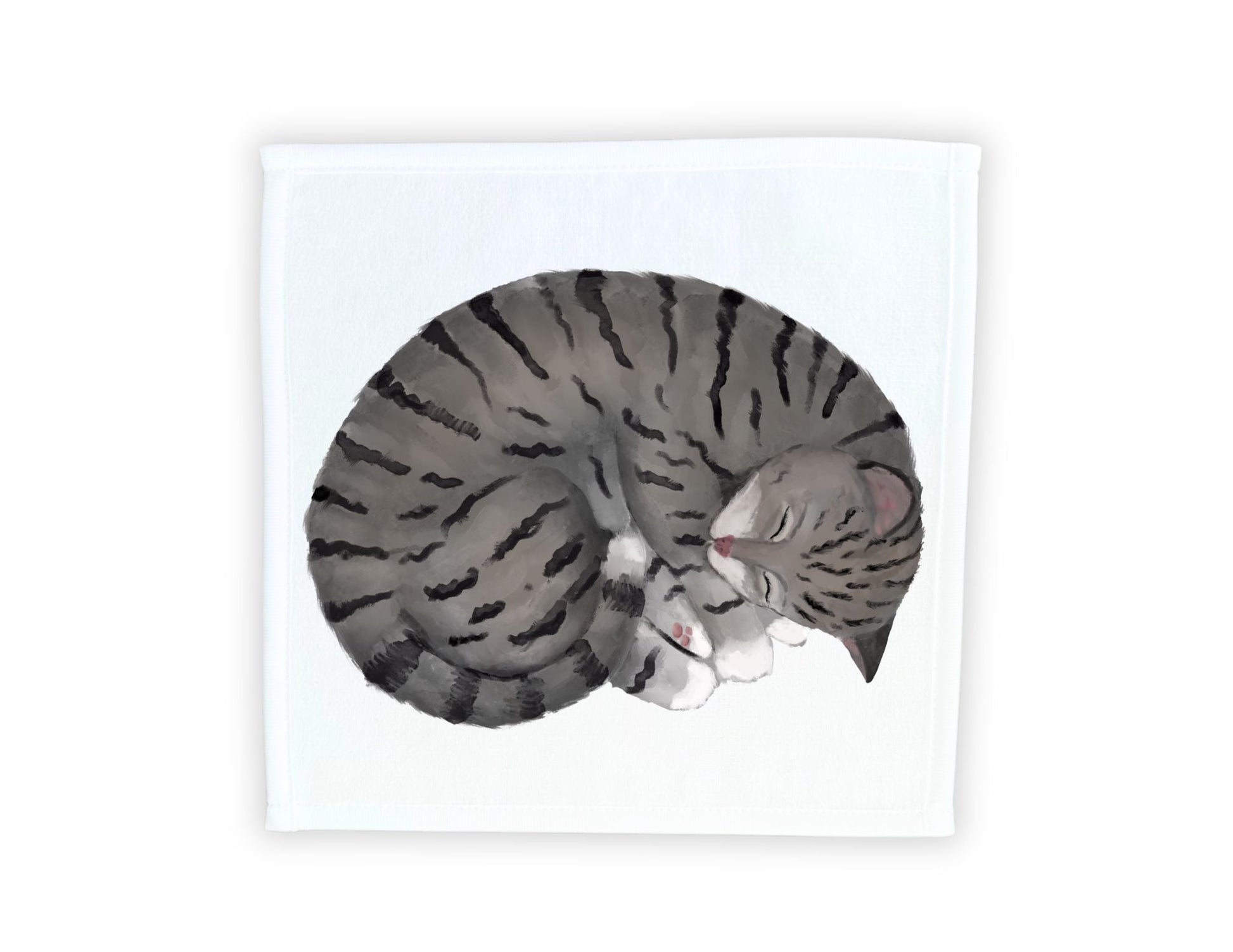 Sleeping Tabby Cat Washcloth - MerikaArt