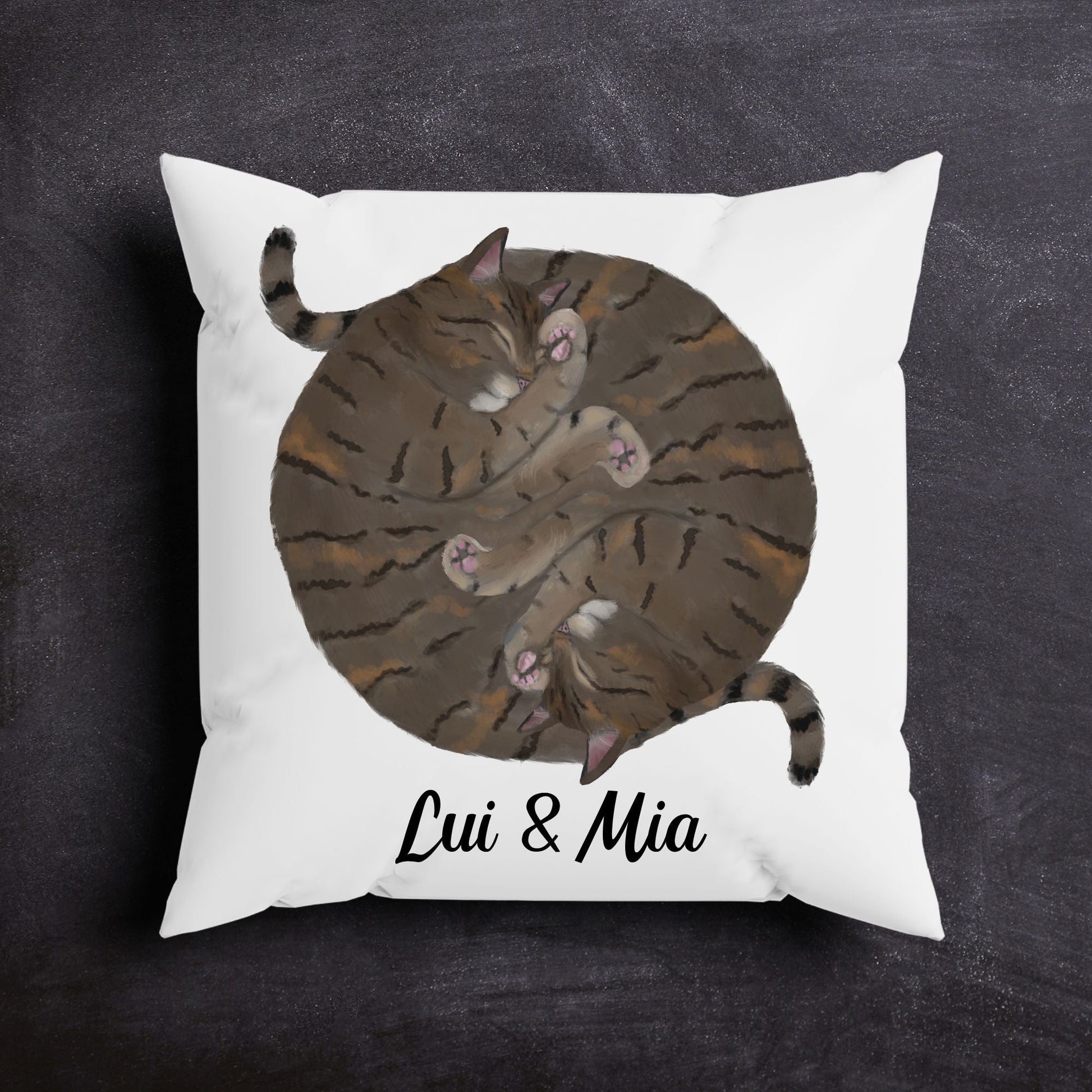 Sleeping Tabby Cats Pillow - MerikaArt