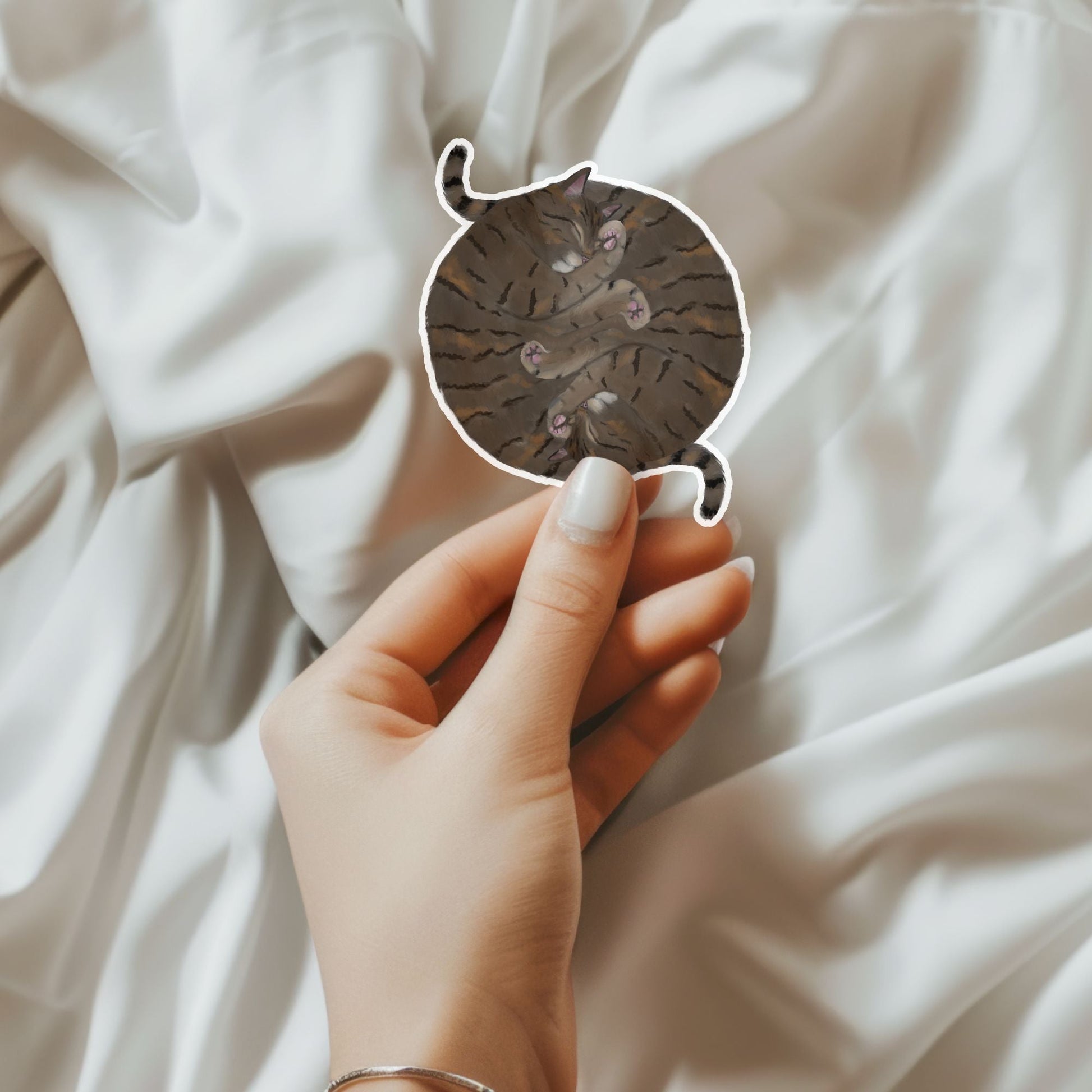 Sleeping Tabby Cats Vinyl Sticker - MerikaArt