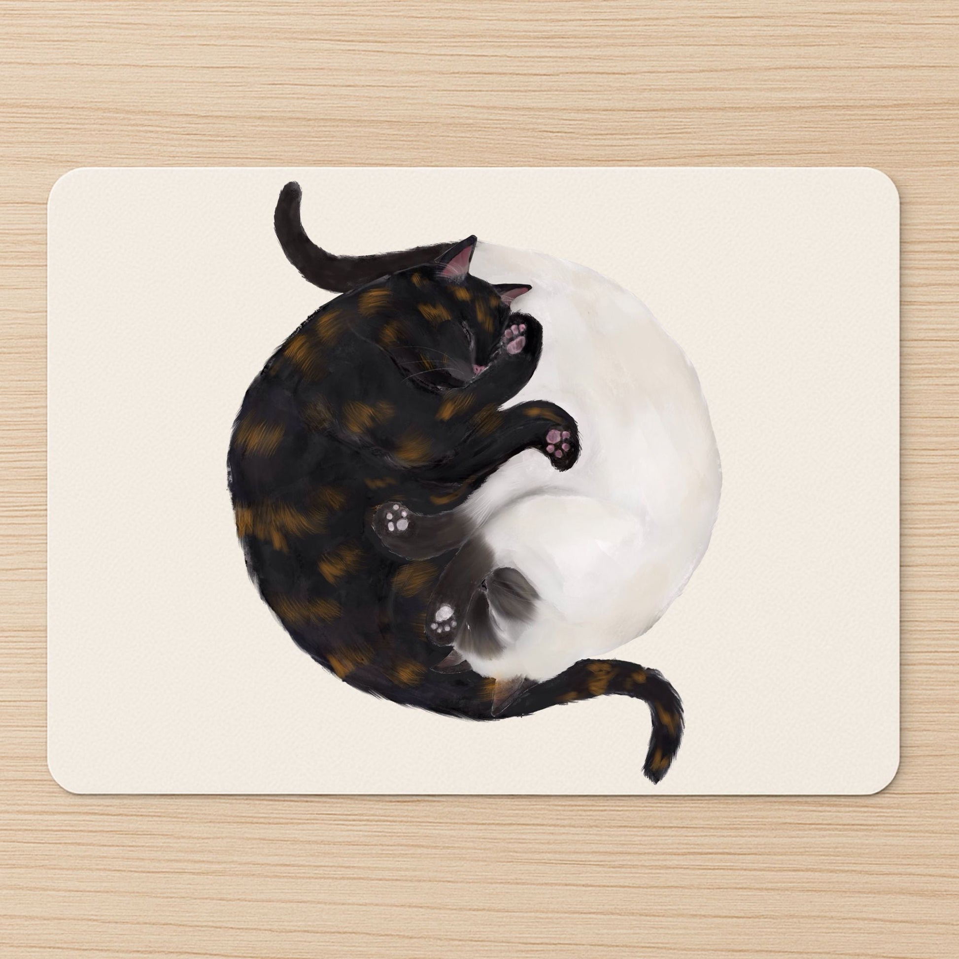 Sleeping Tortoiseshell and Siamese Cats Mousepad - MerikaArt